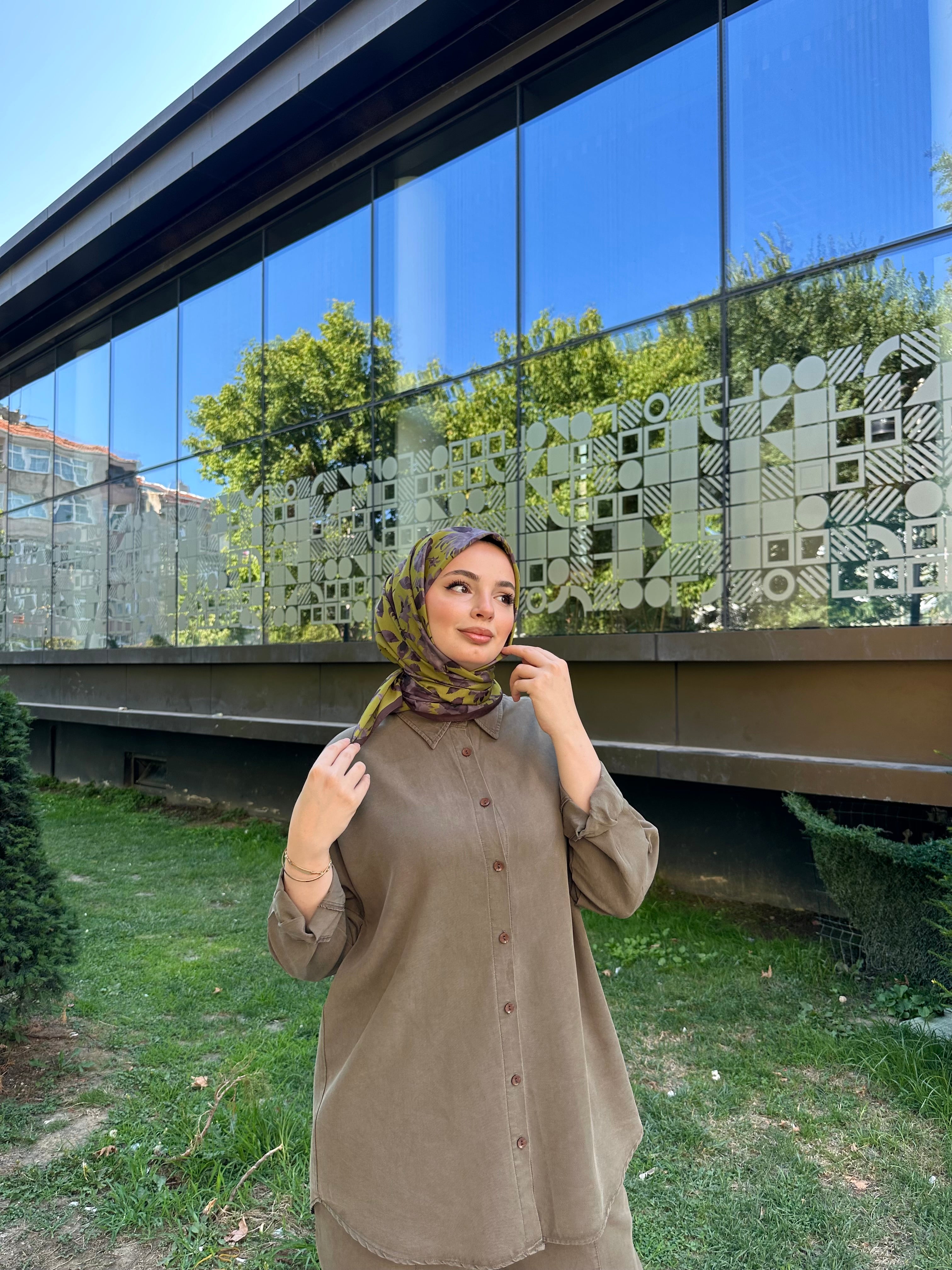 Liza Eşarp Fıstık-Kahve