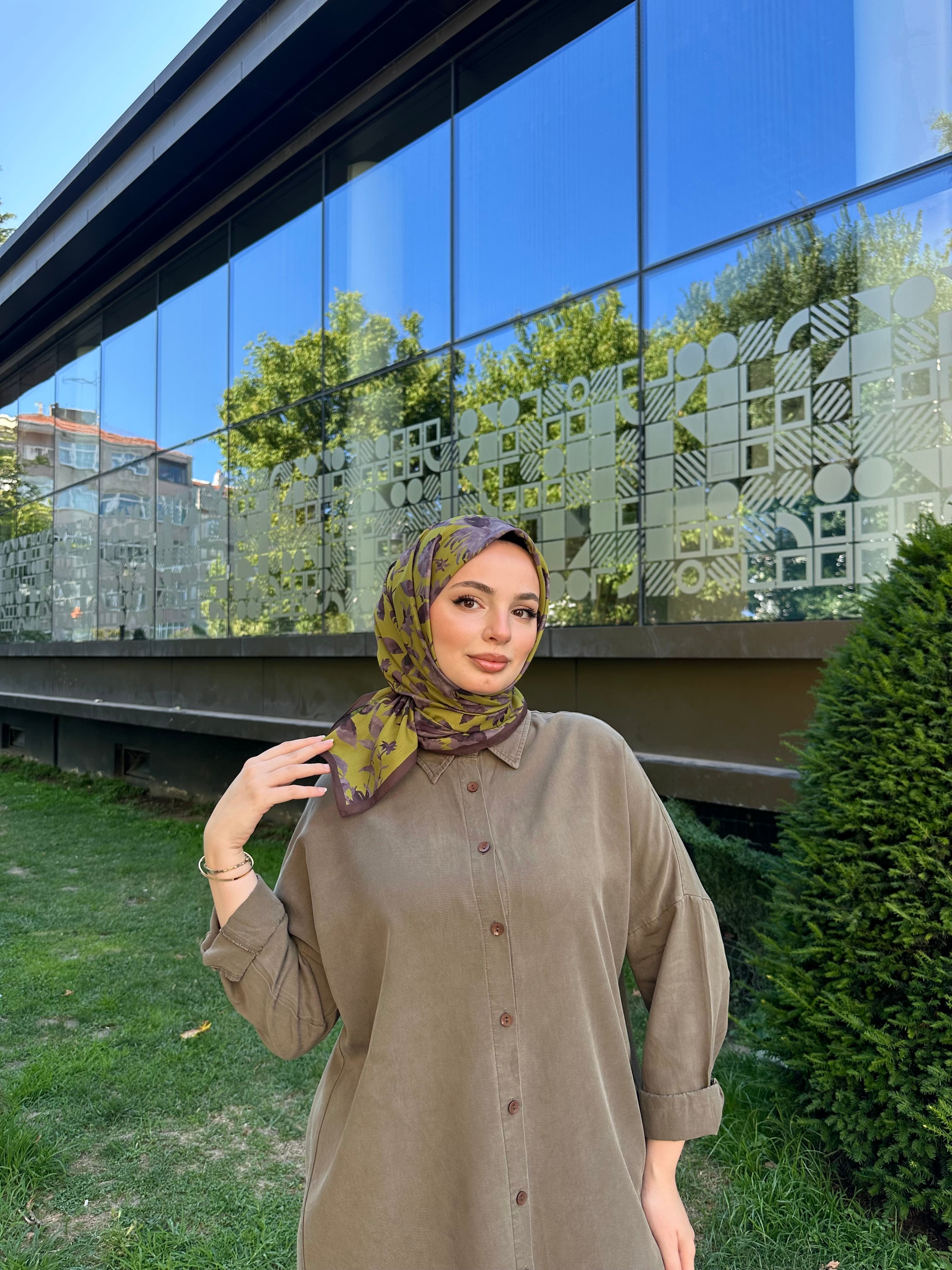Liza Eşarp Fıstık-Kahve