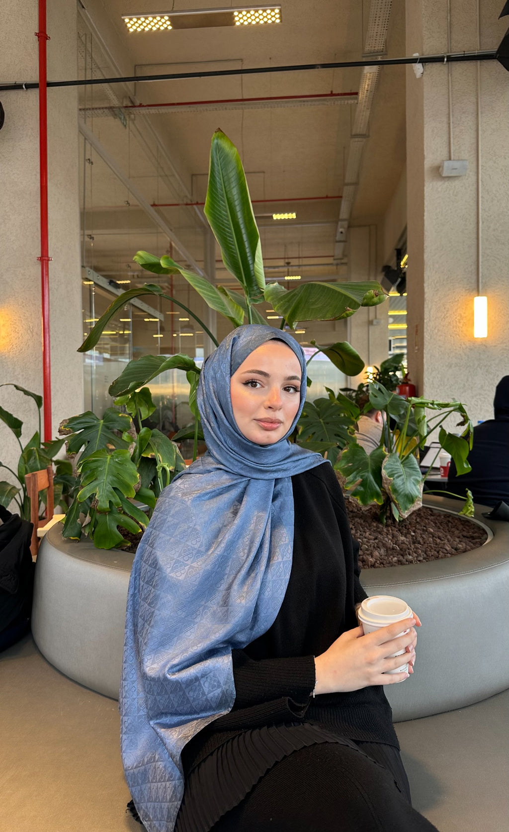 Jakar Monogram Logo Desen İndigo Şal