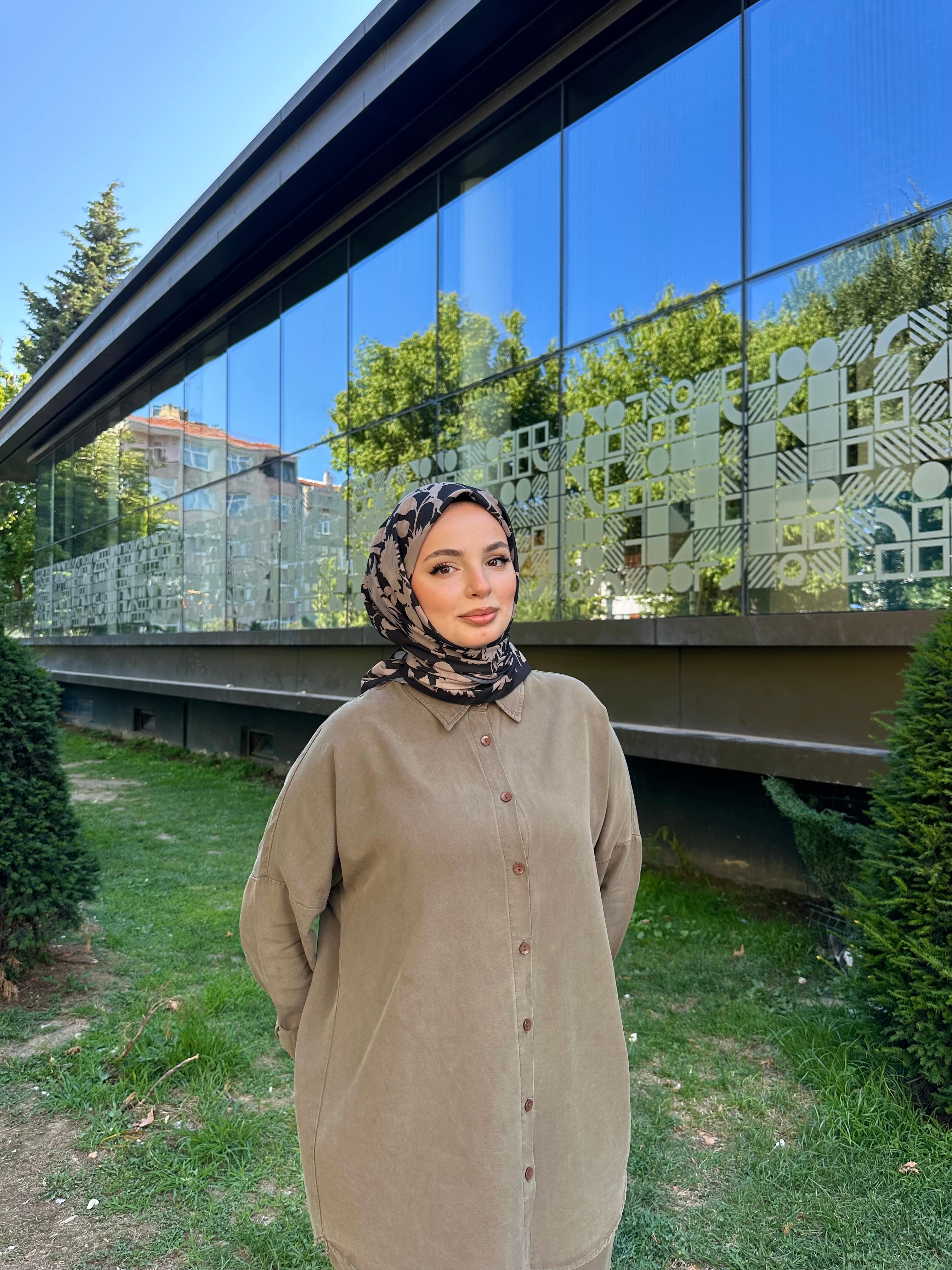 Liza Eşarp Siyah-Vizon