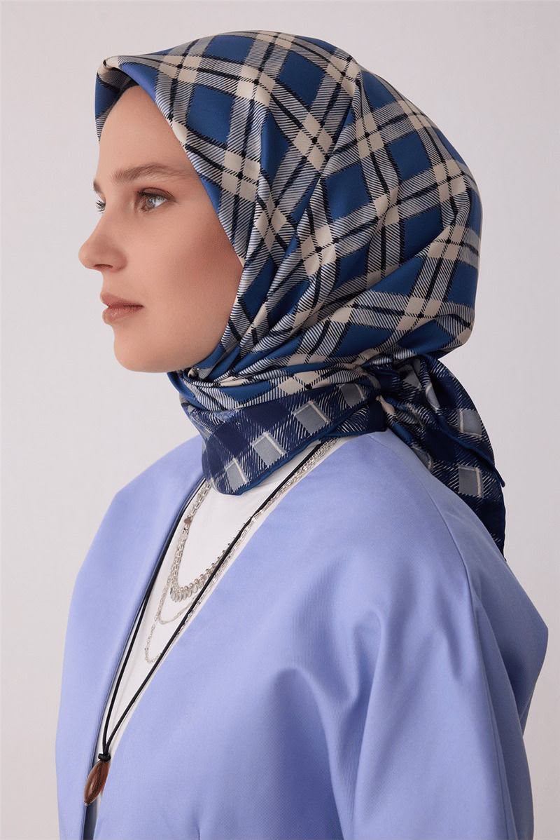 Belli'27 Kış Twill İpek Eşarp Kot Mavi