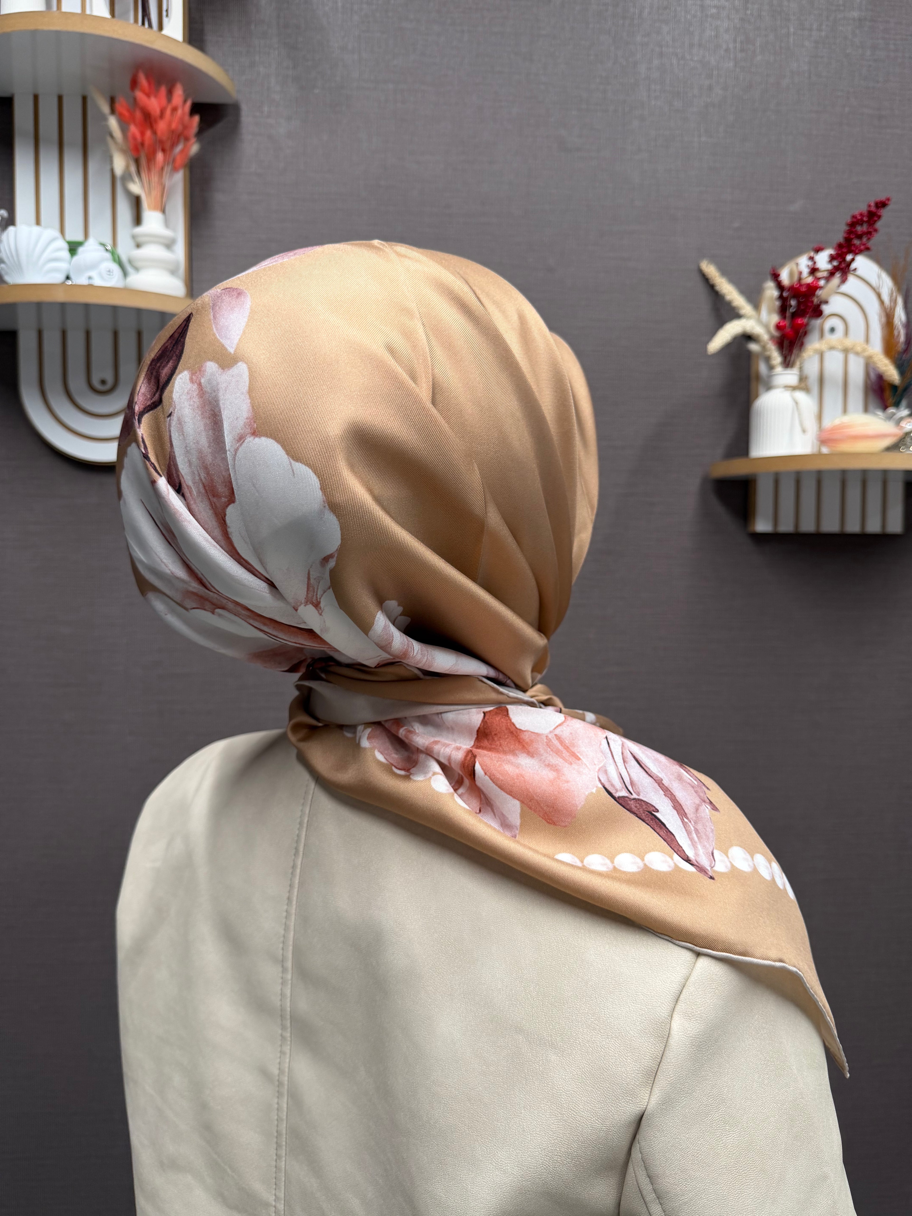 Pablio Ferre'27 Kış Twill İpek İncila Desen Somon