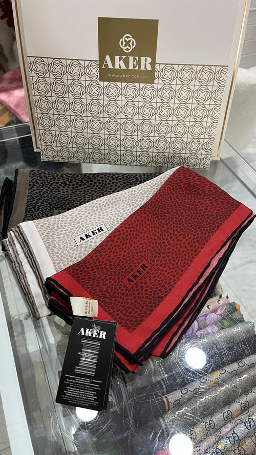 Aker Twill İpek Eşarp Leopar Bej