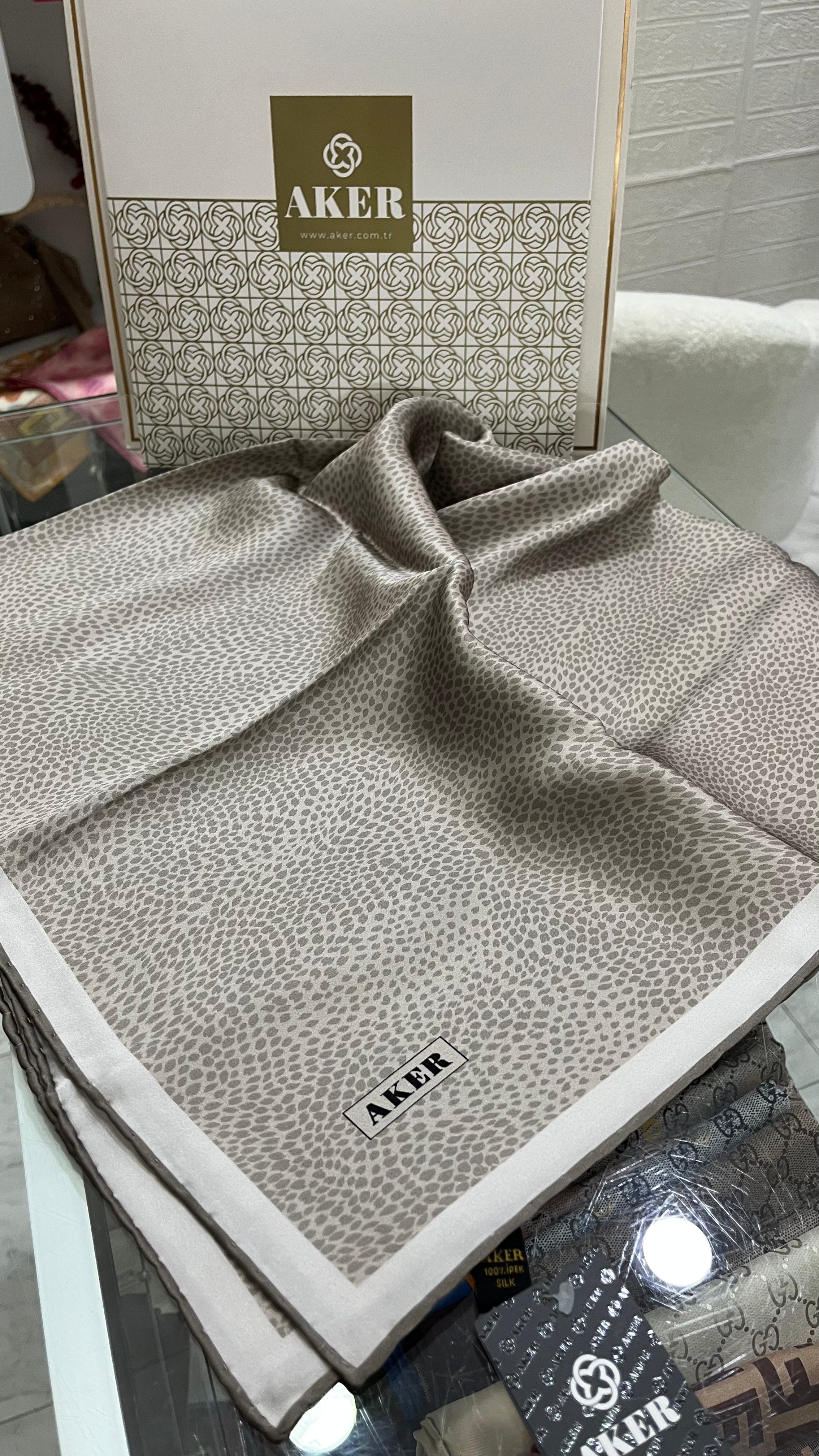 Aker Sura İpek Eşarp Leopar Bej