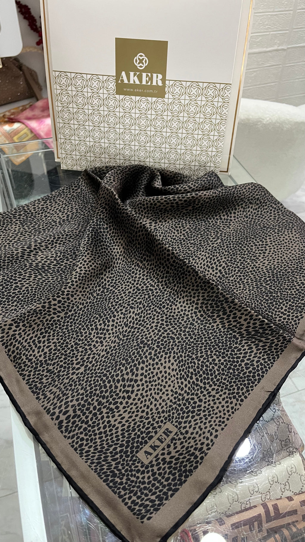 Aker Sura İpek Eşarp Leopar Cappucino