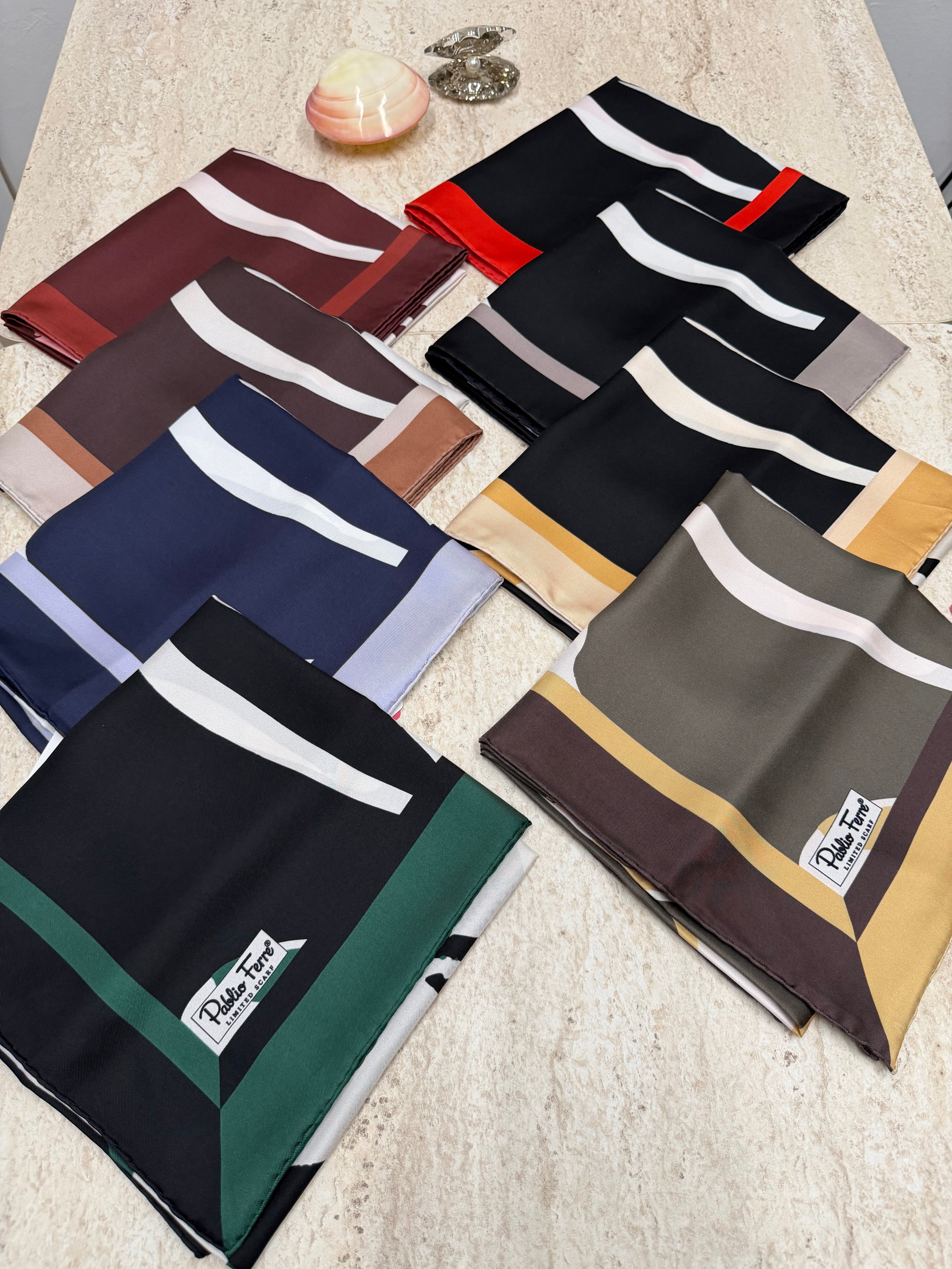 Pablio Ferre'27 Kış Twill İpek Gölge Desen Zümrüt