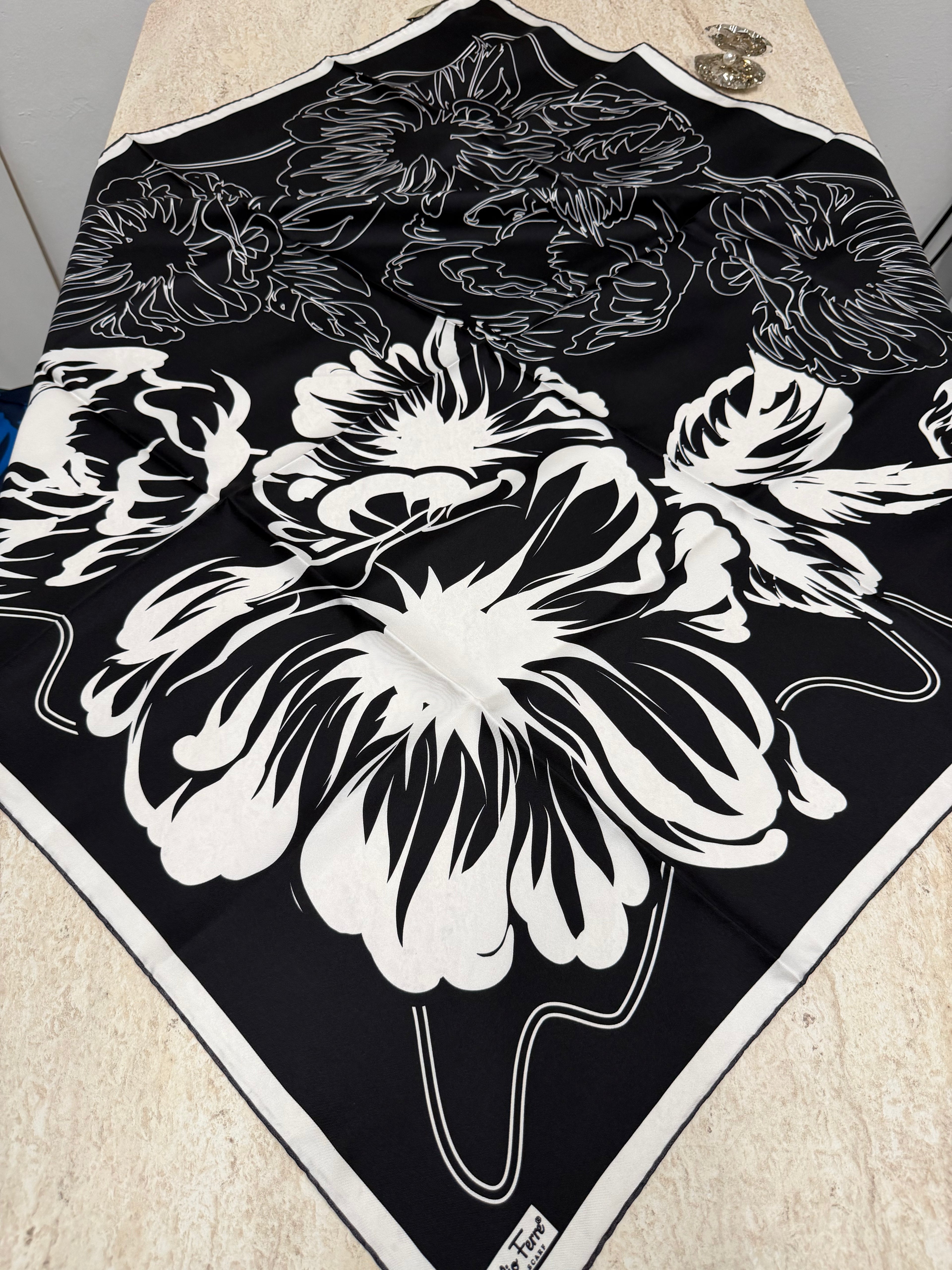 Pablio Ferre'27 Kış Twill İpek Pera Desen Siyah