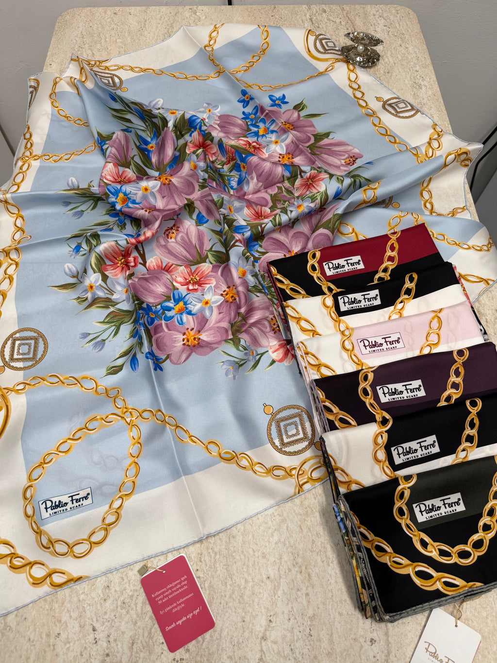Pablio Ferre'27 Kış Twill İpek Buket Pembe