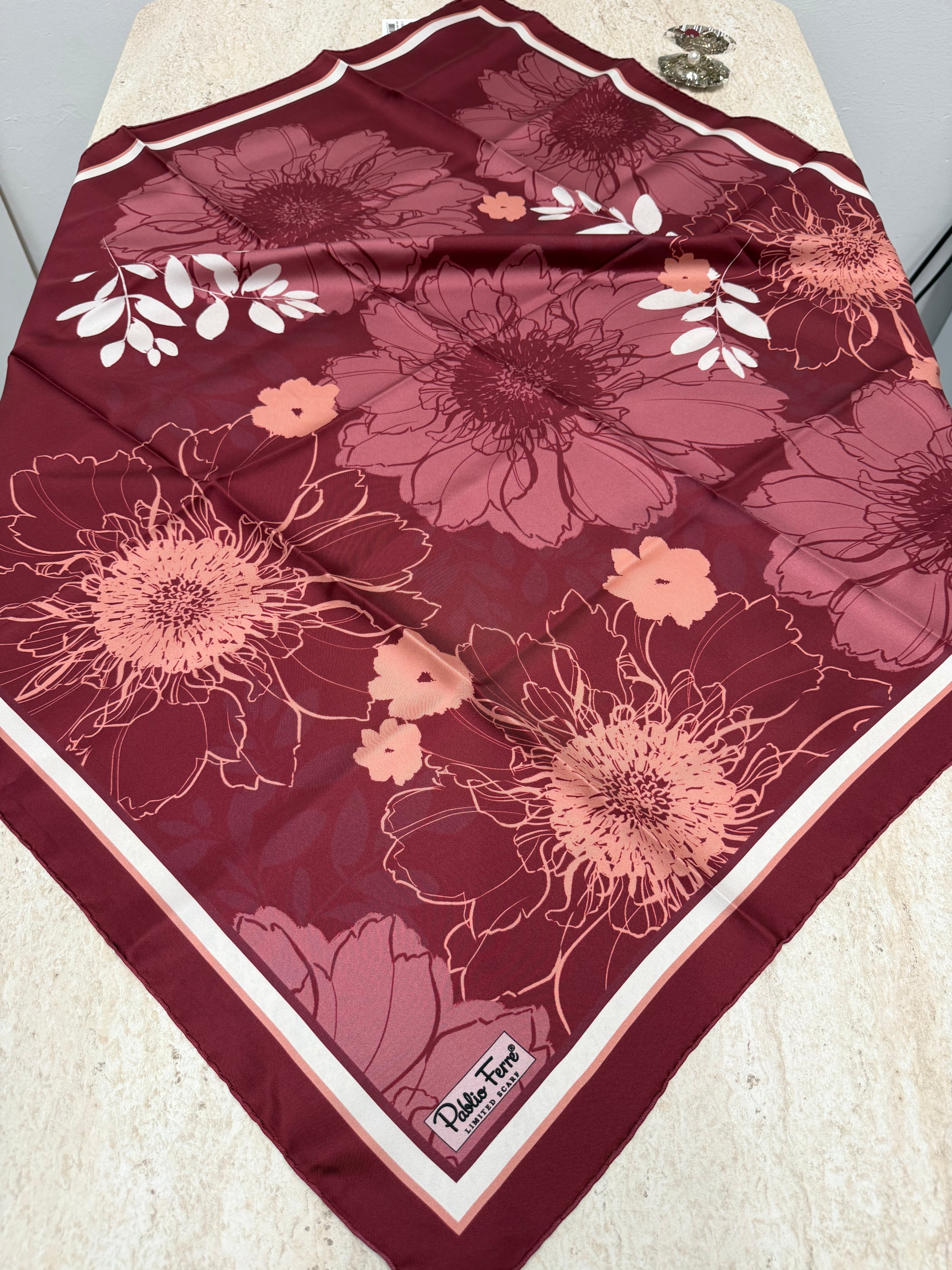 Pablio Ferre'27 Kış Twill İpek Koyu Bordo