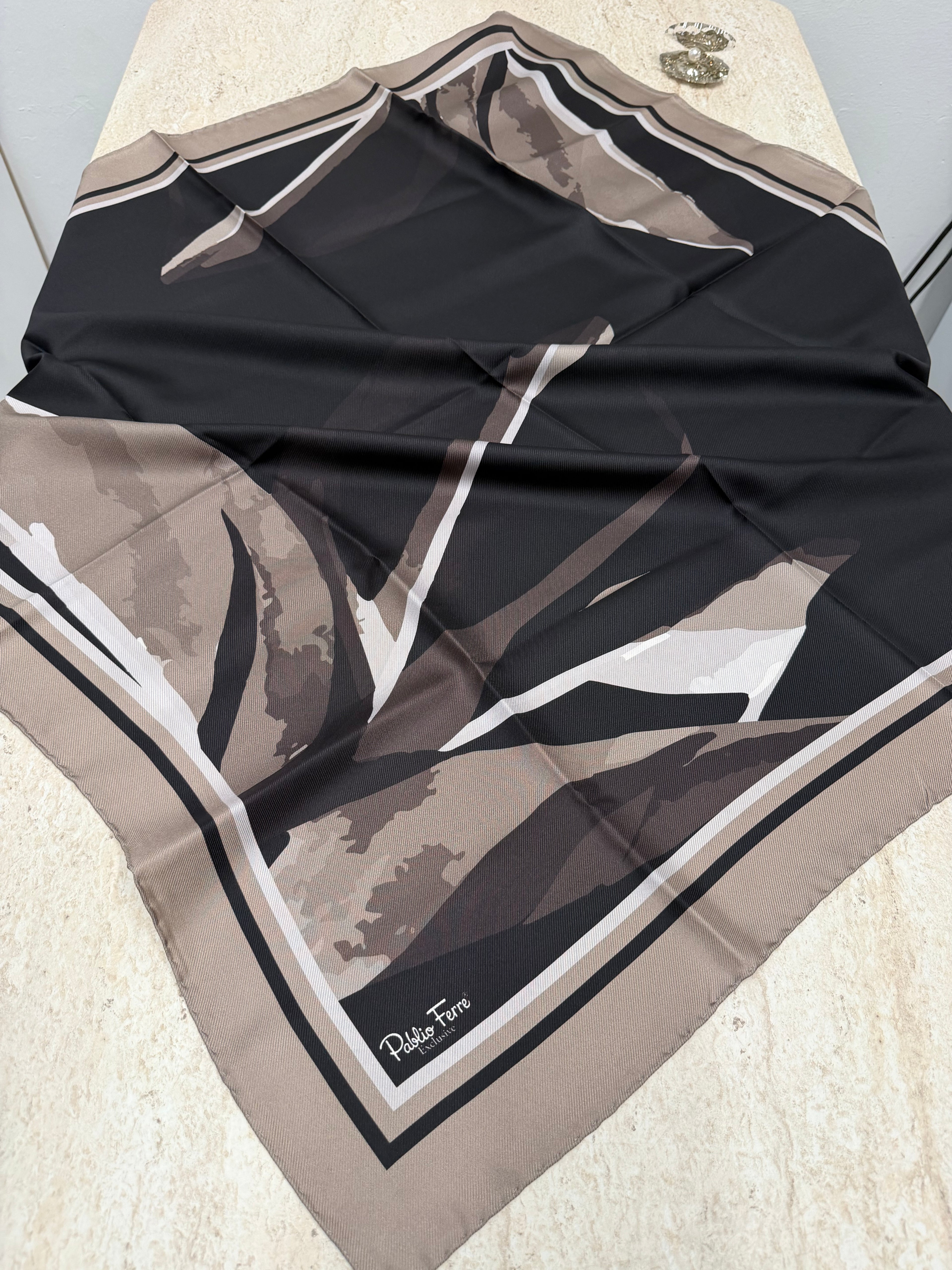 Pablio Ferre'27 Kış Exclusive Twill İpek Siyah Vizon
