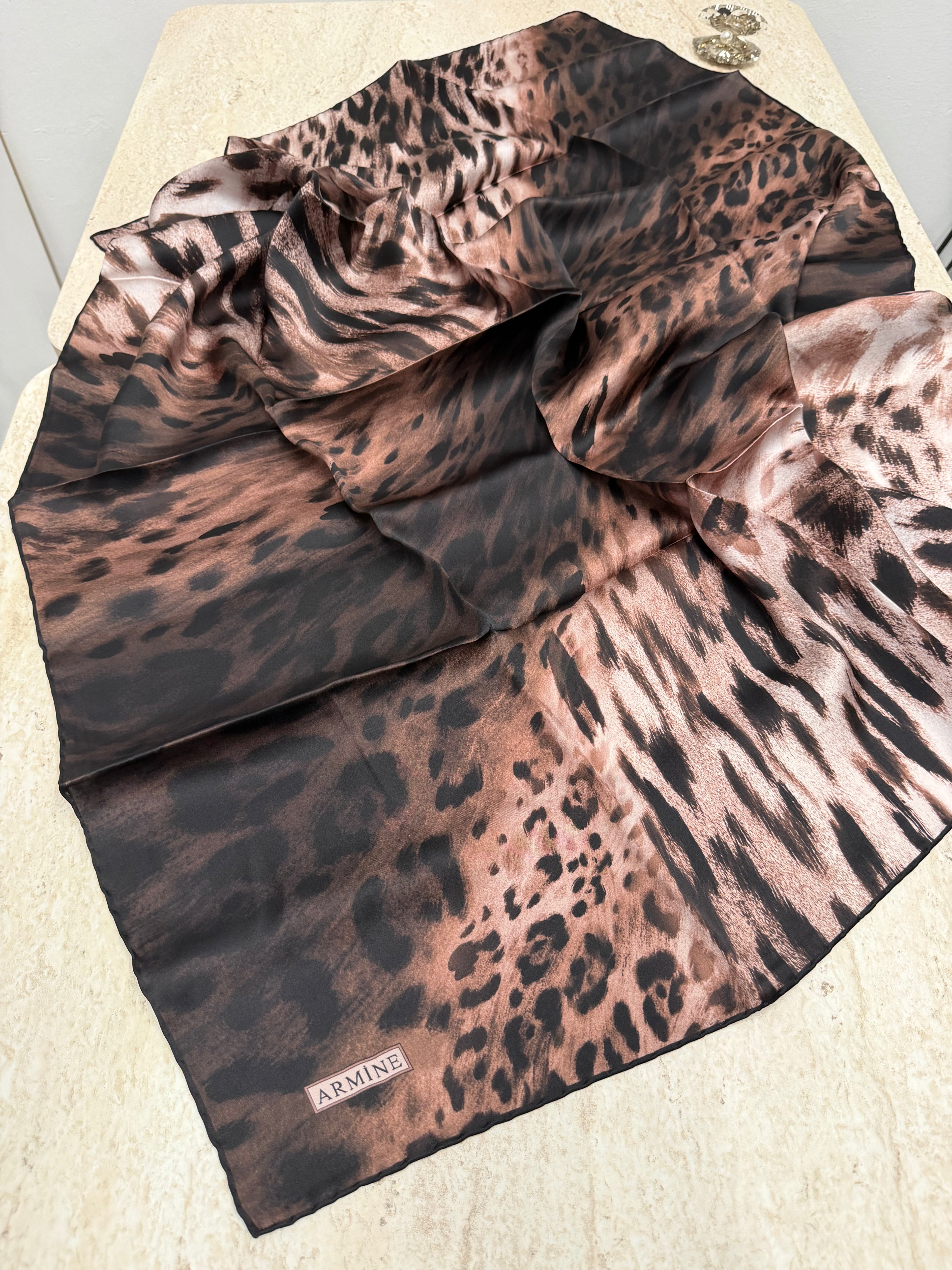 Armine Nostalji Sura İpek Leopar Siyah Kahve