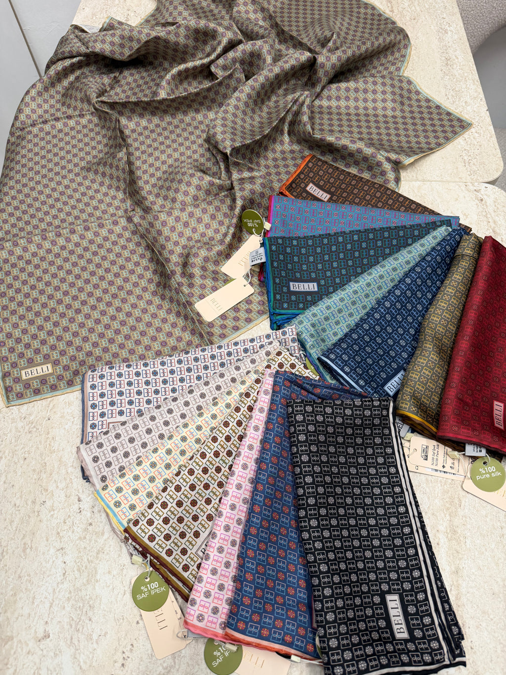 Belli'27 Kış Twill İpek Eşarp Açık Sarı