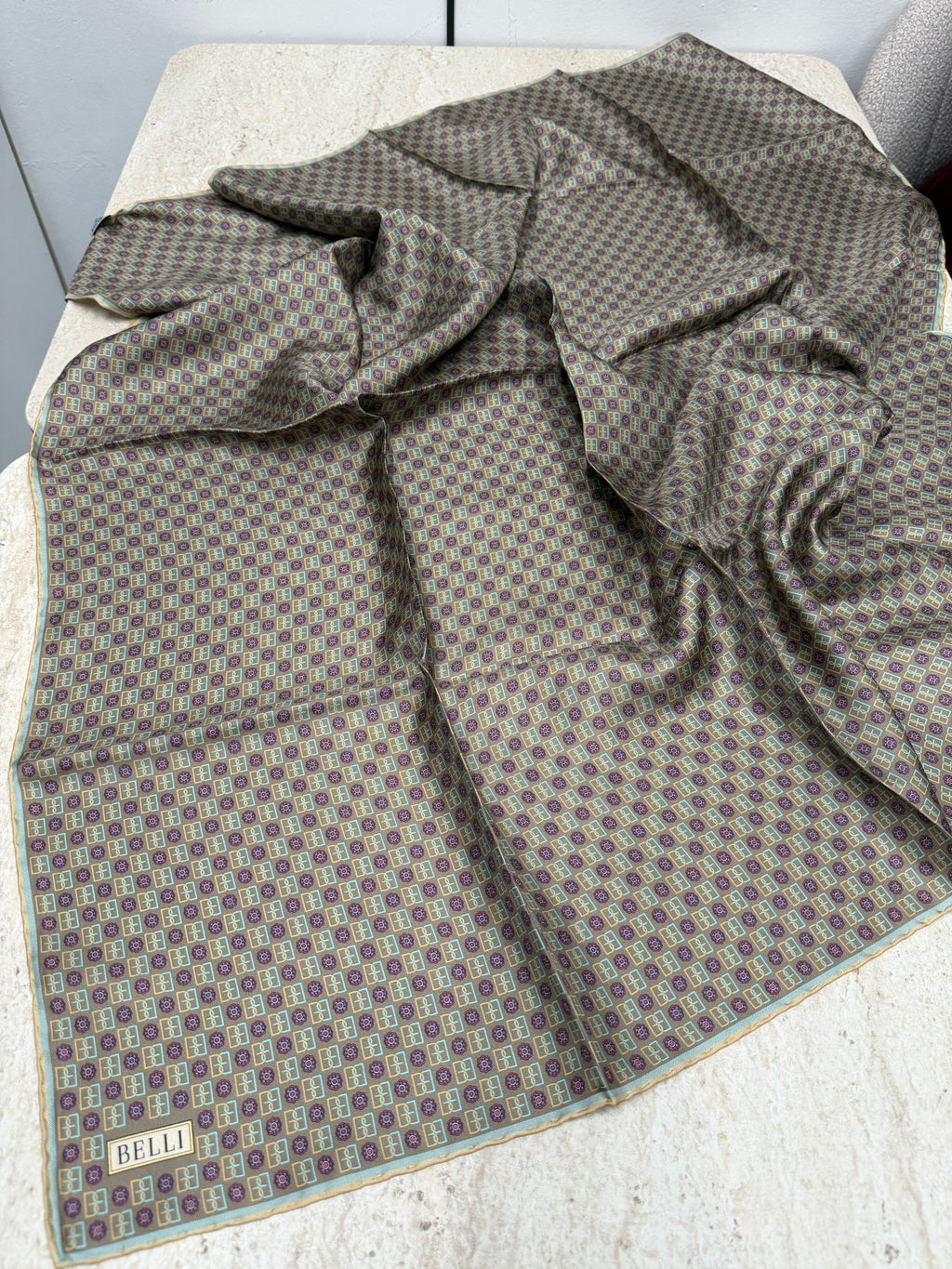 Belli'27 Kış Twill İpek Eşarp Açık Yeşil
