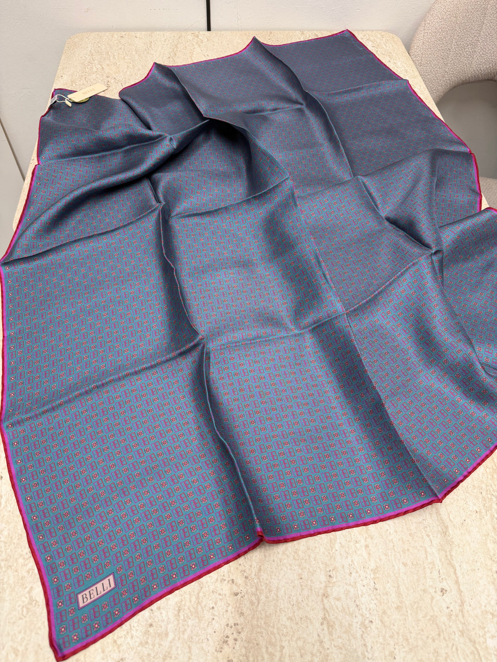 Belli'27 Kış Twill İpek Eşarp Turkuaz