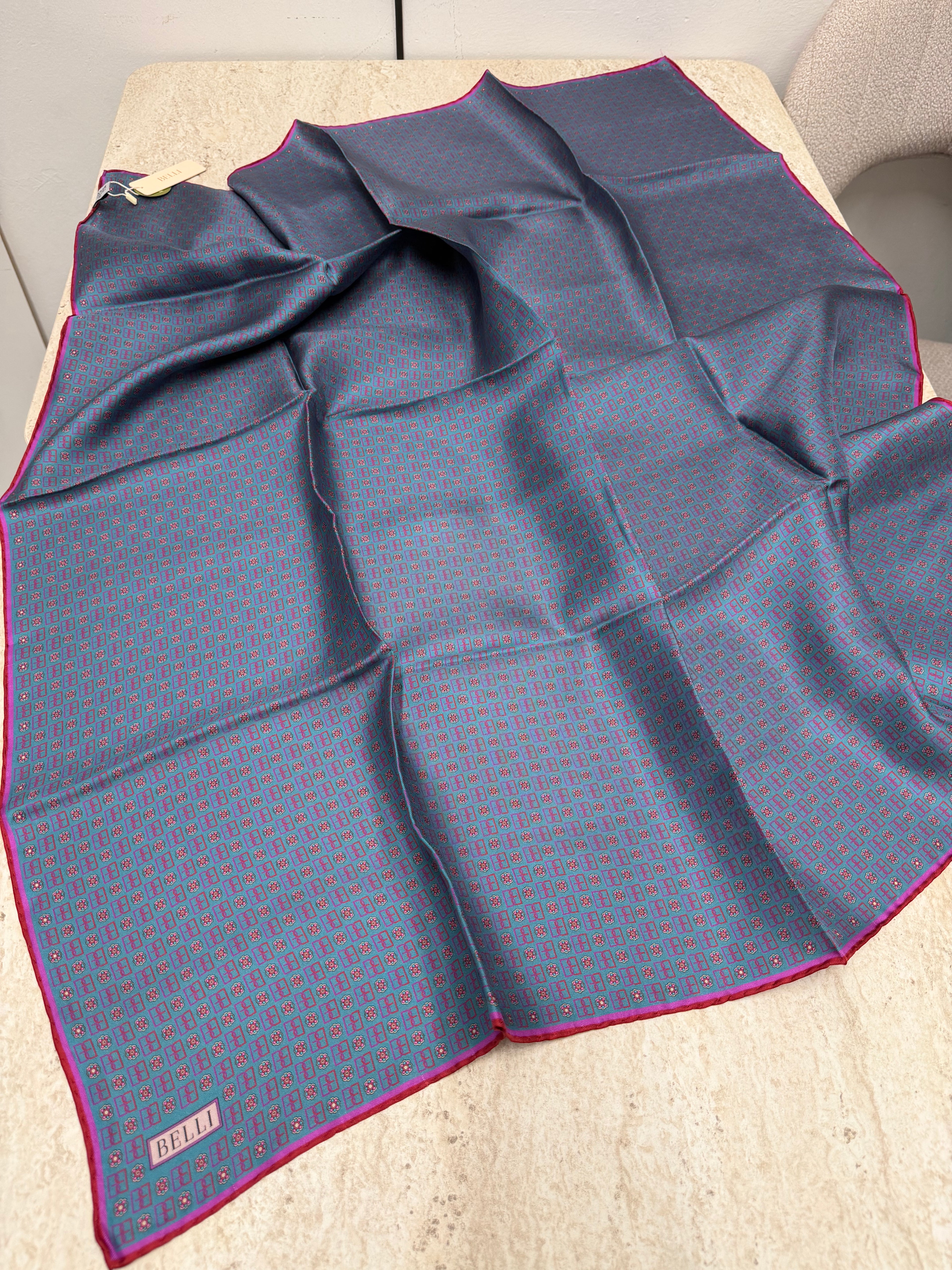 Belli'27 Kış Twill İpek Eşarp Turkuaz
