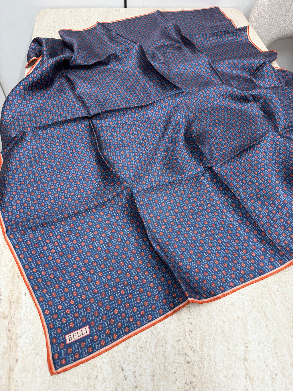 Belli'27 Kış Twill İpek Eşarp Lacivert