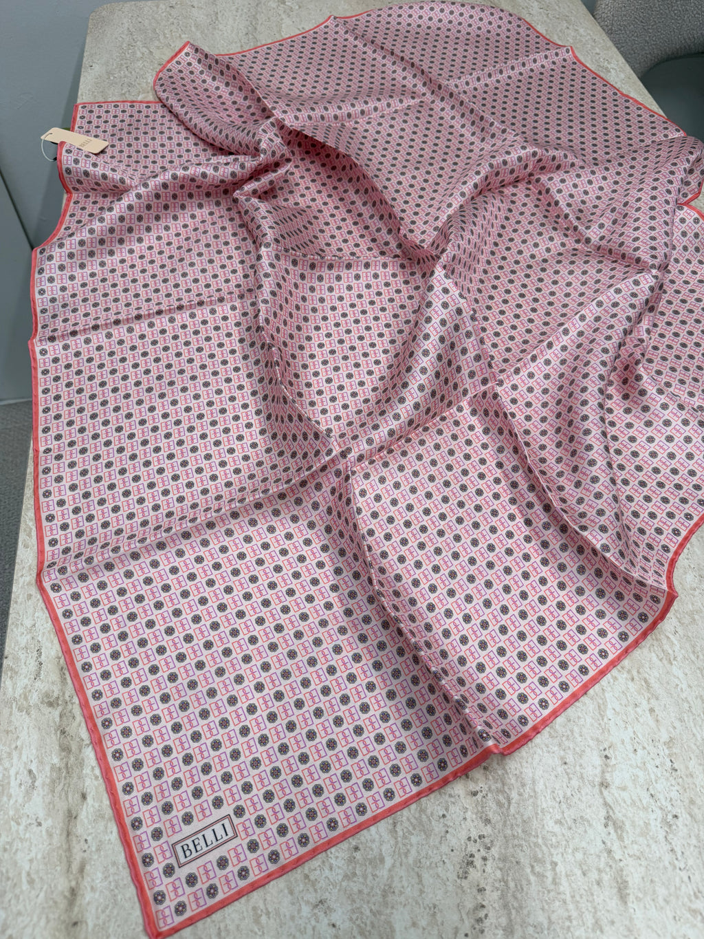 Belli'27 Kış Twill İpek Eşarp Pembe