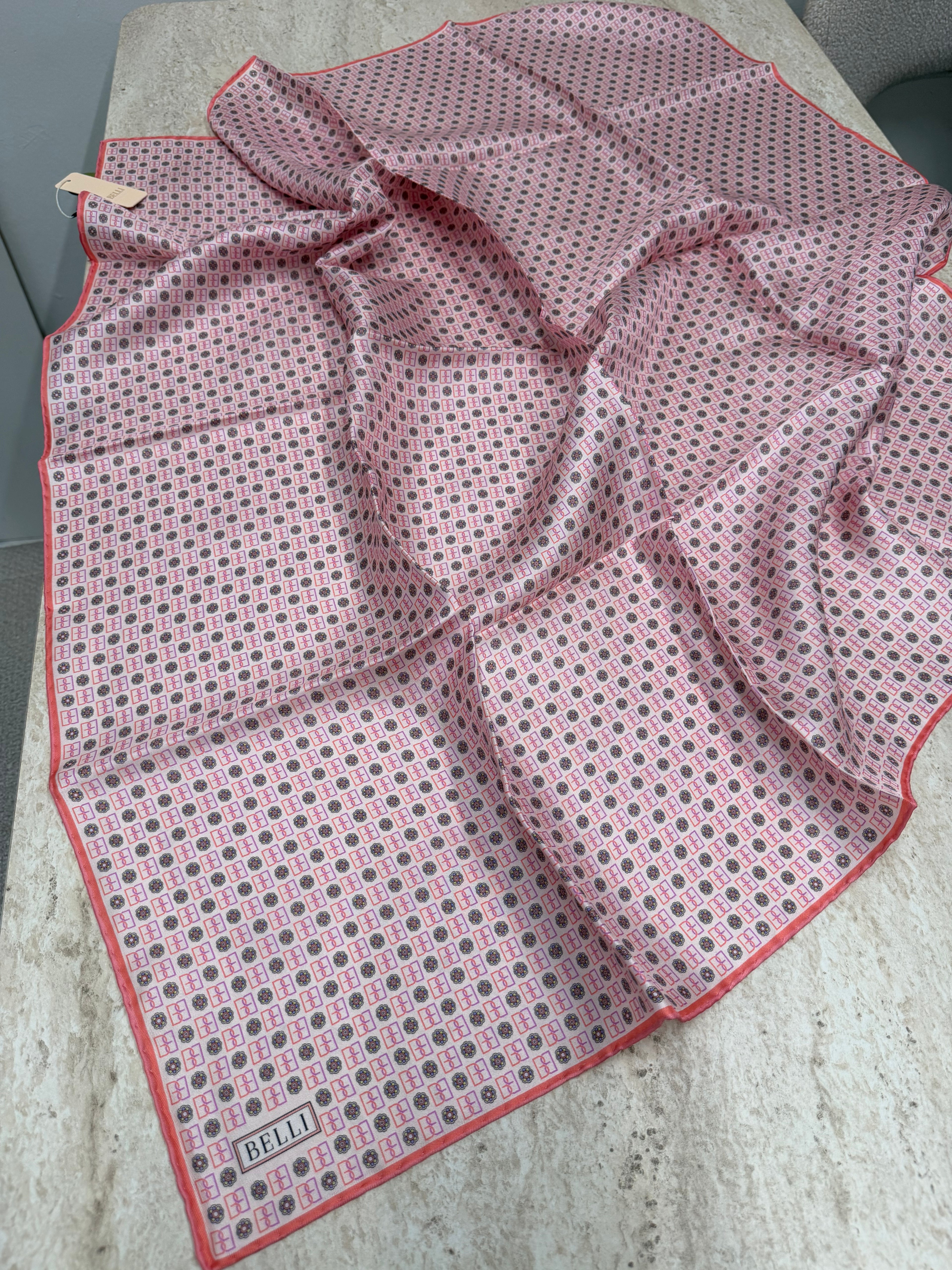 Belli'27 Kış Twill İpek Eşarp Pembe