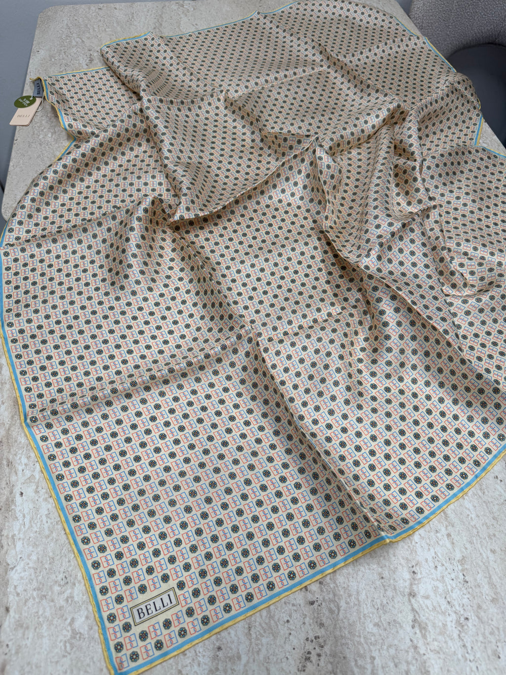 Belli'27 Kış Twill İpek Eşarp Açık Sarı