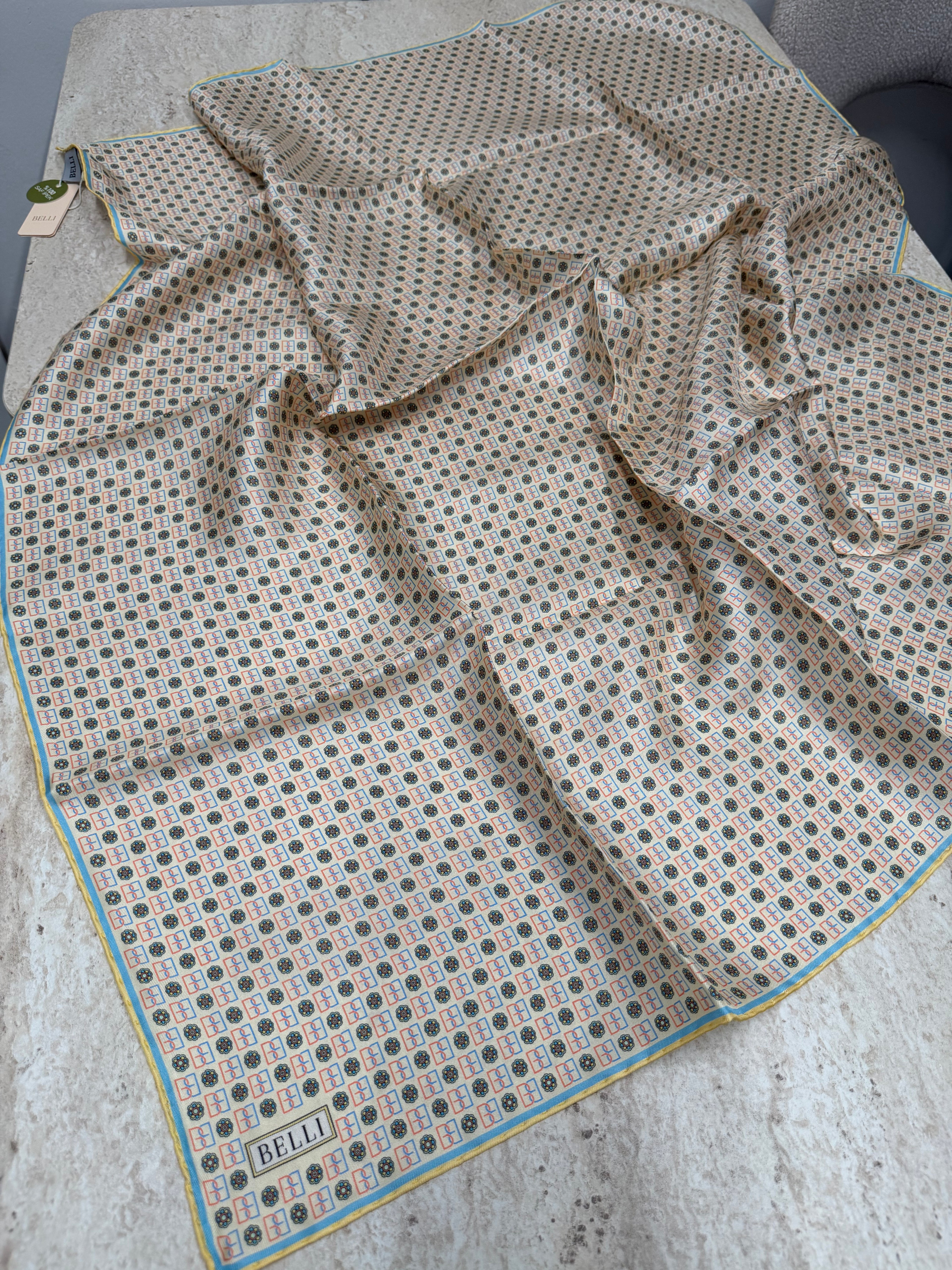 Belli'27 Kış Twill İpek Eşarp Açık Sarı