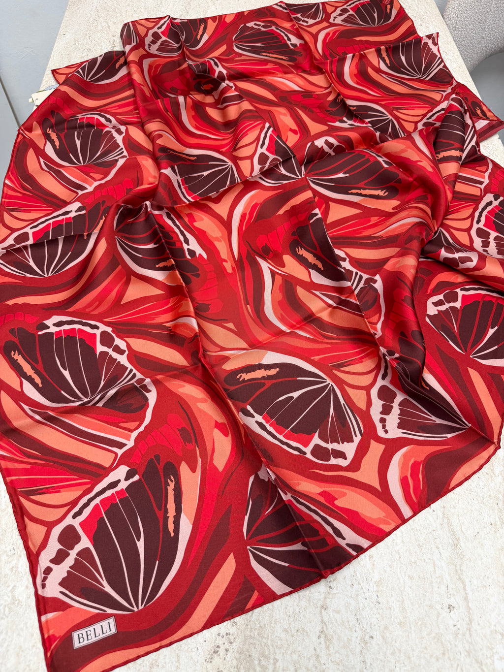 Belli'27 Kış Twill İpek Eşarp Bordo