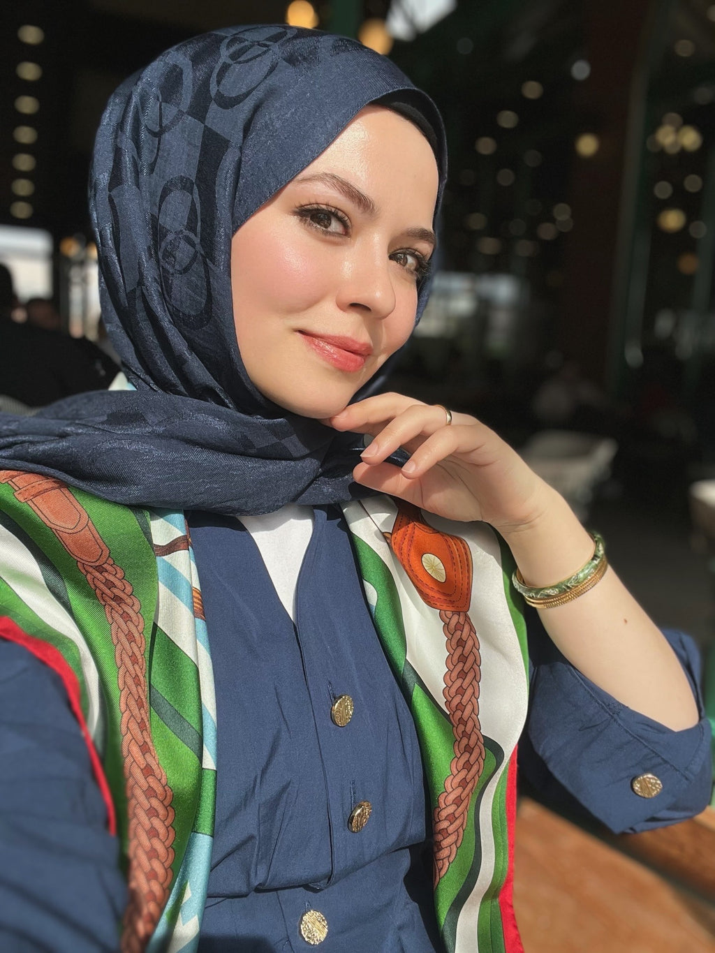 Seyydayla Seçimi Dama Şal Lacivert