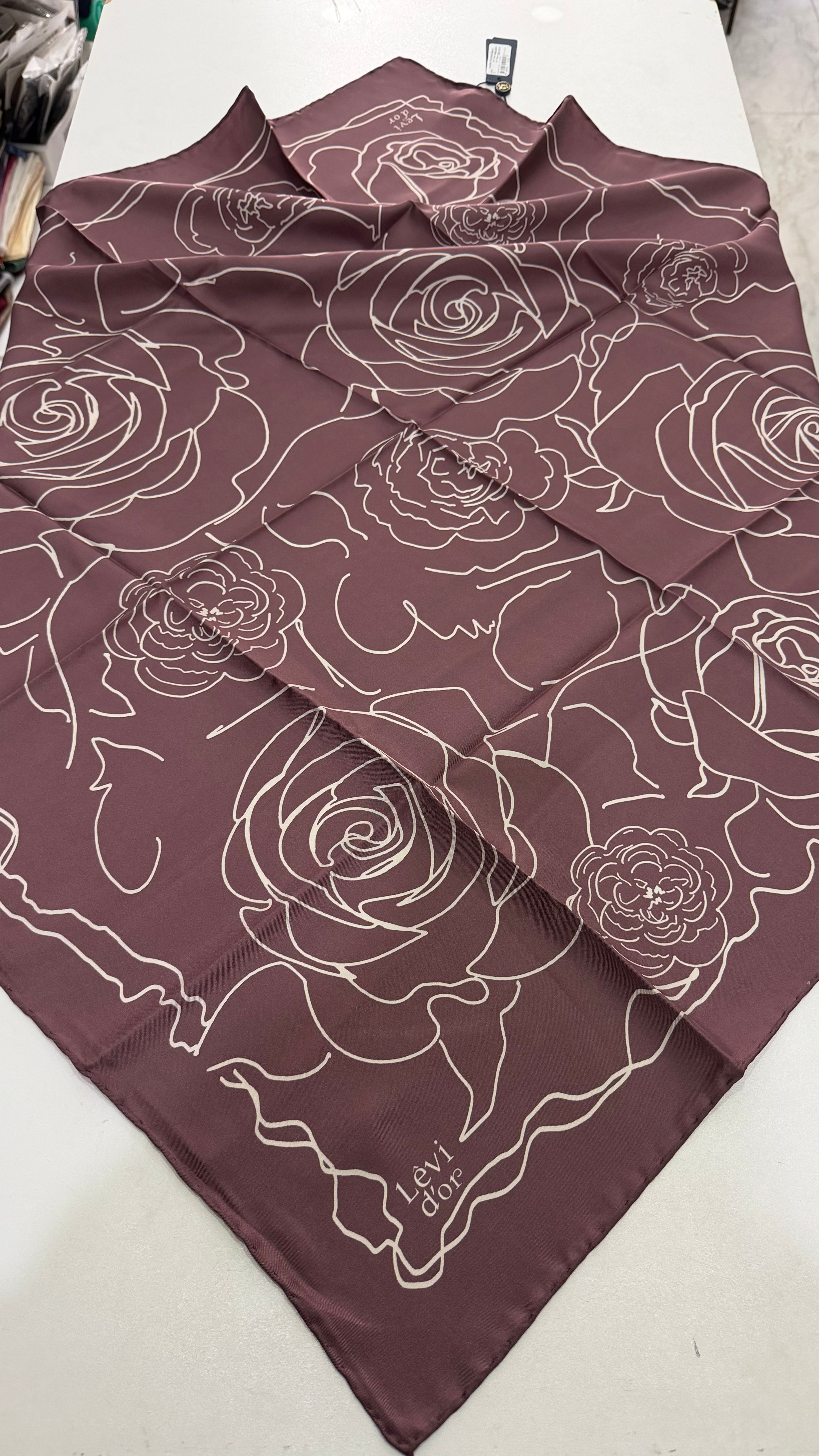 Levidor Twill İpek Eşarp Çiçek Gül