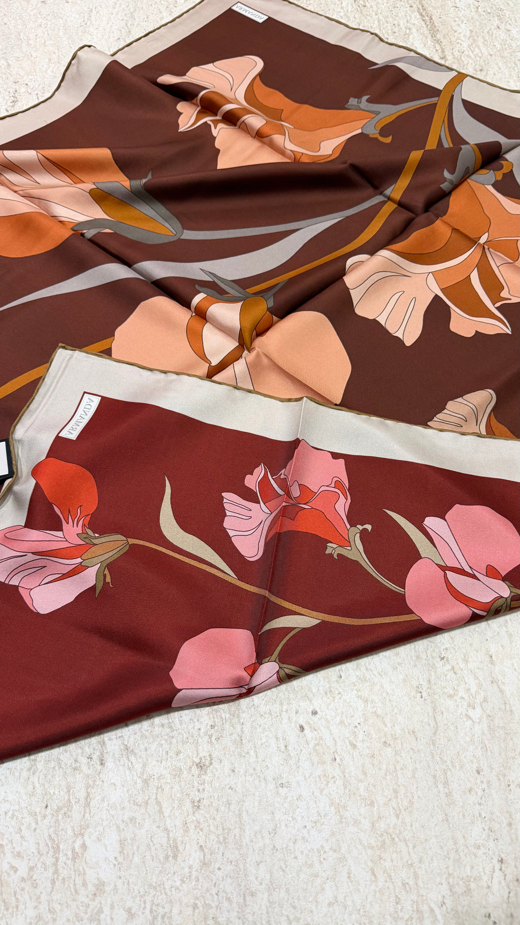 Armanda Çift Taraflı Twill İpek Eşarp Bordo