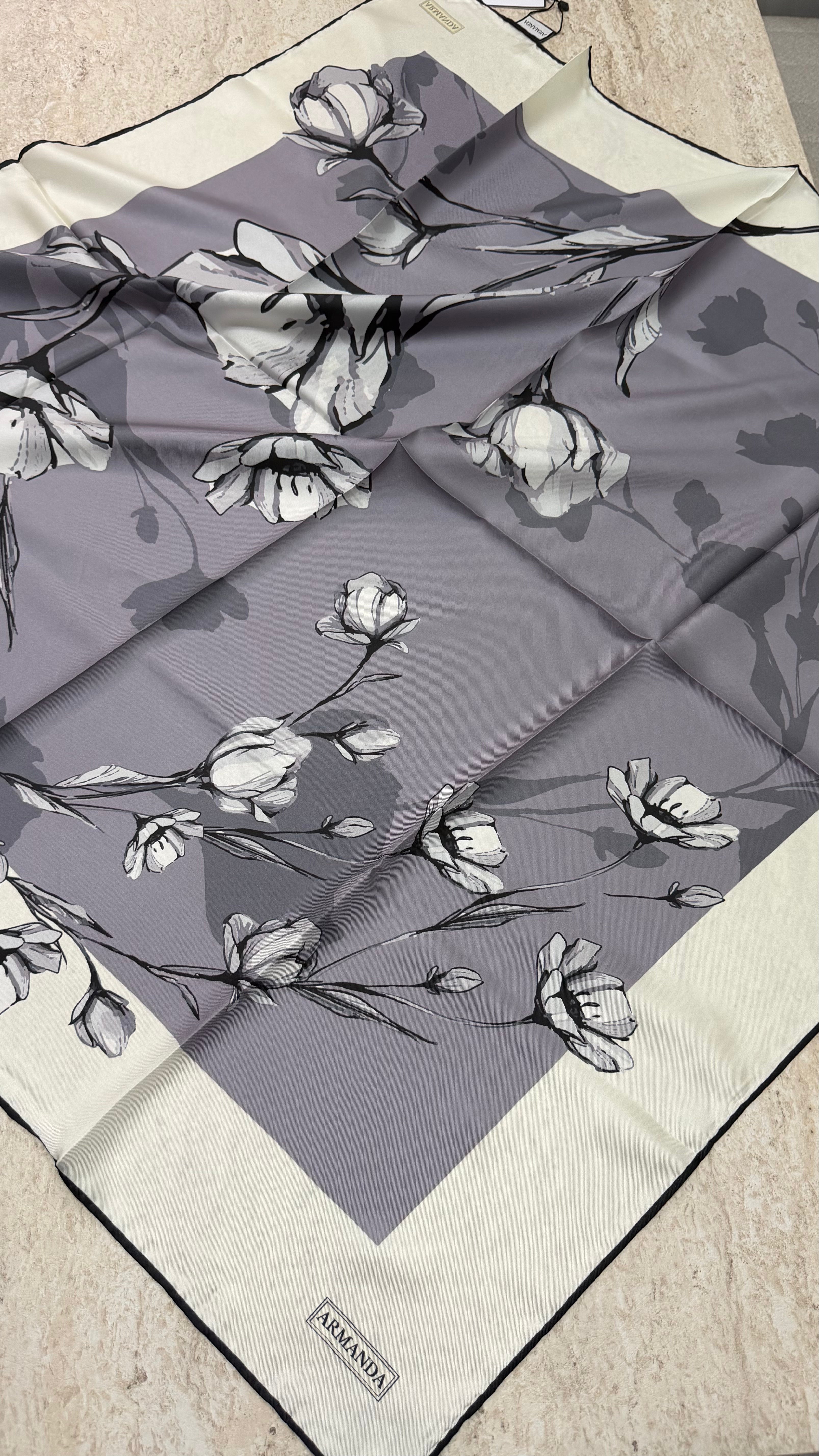 Armanda Twill İpek Eşarp Gri