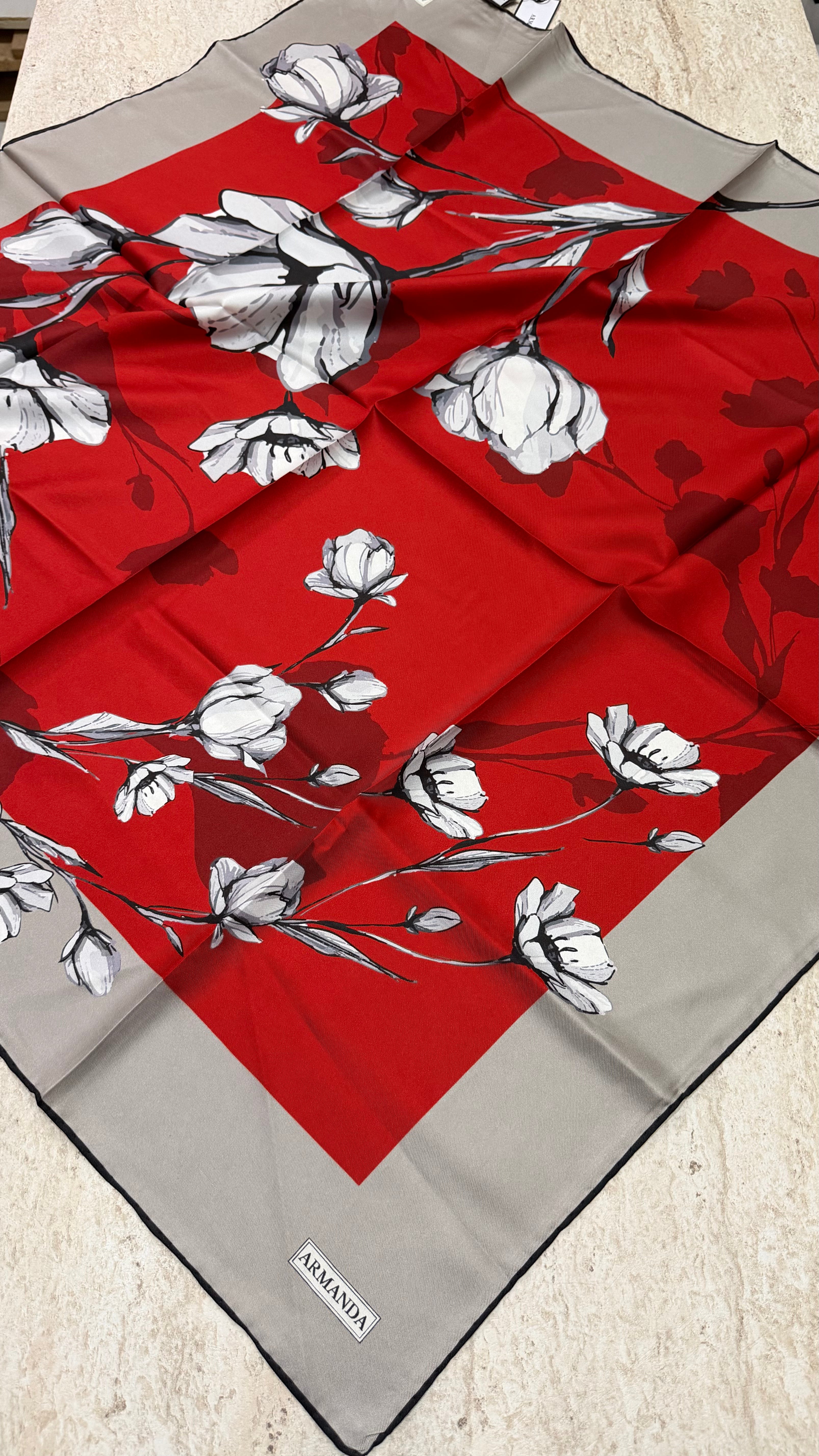 Armanda Twill İpek Eşarp Kırmızı
