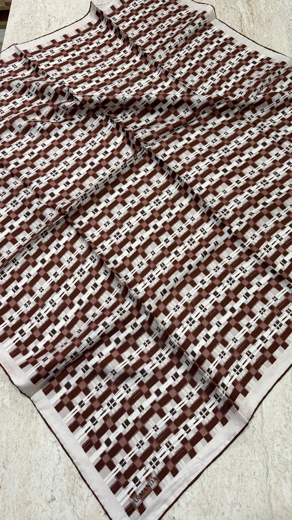 Armanda Twill İpek Eşarp Ekose Mürdüm
