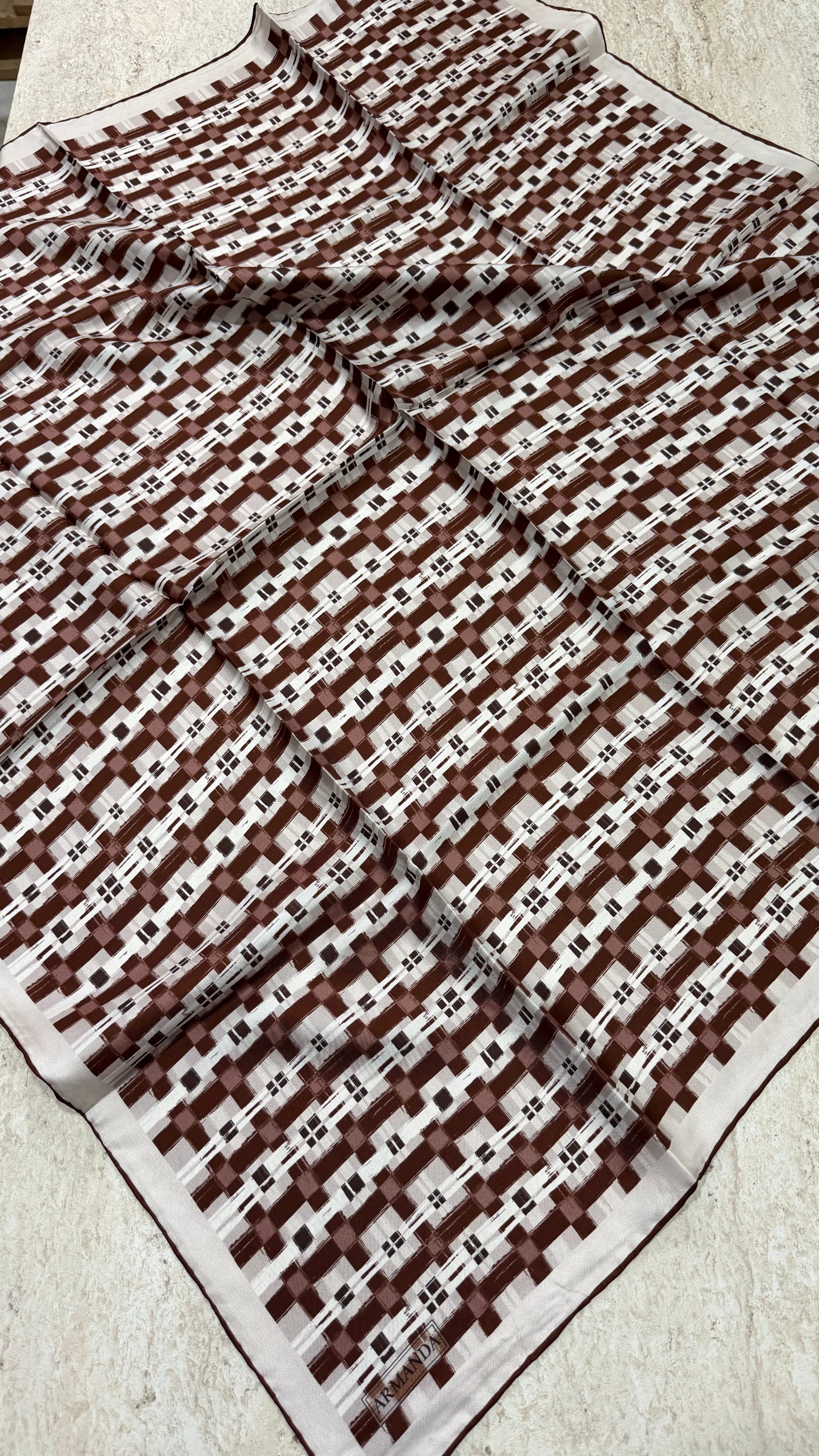Armanda Twill İpek Eşarp Ekose Mürdüm