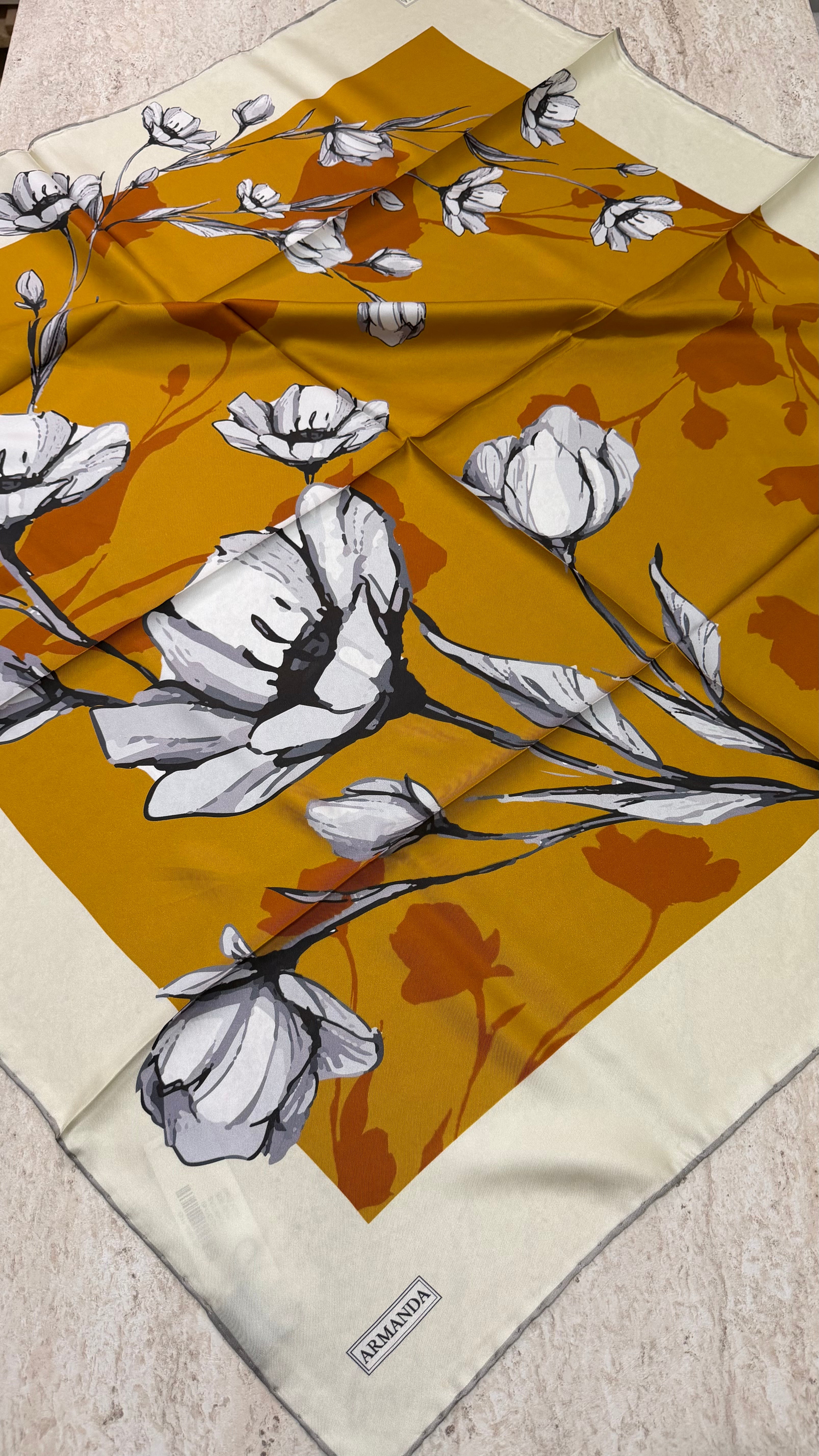 Armanda Twill İpek Eşarp Hardal