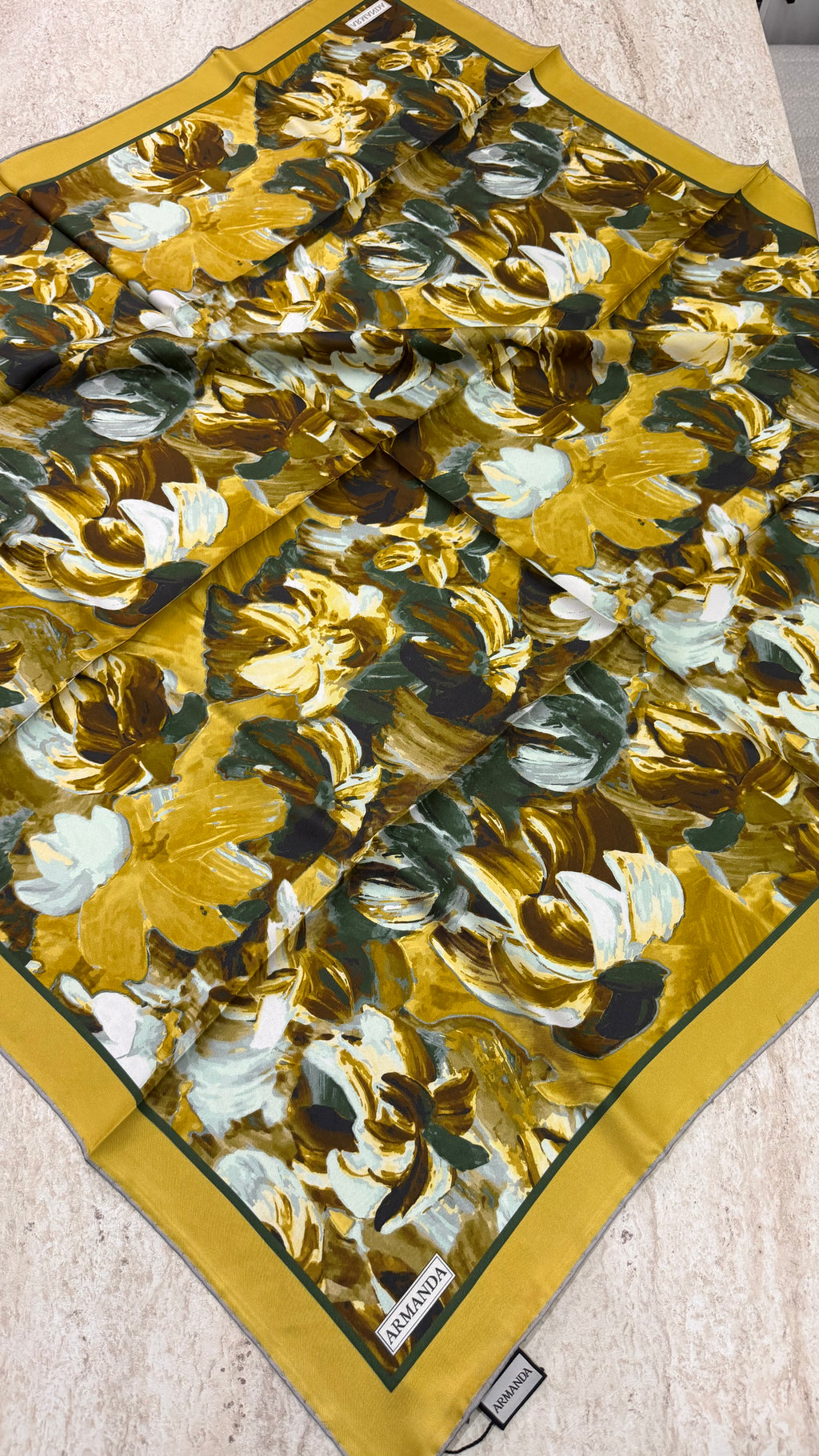 Armanda Twill İpek Eşarp Hardal