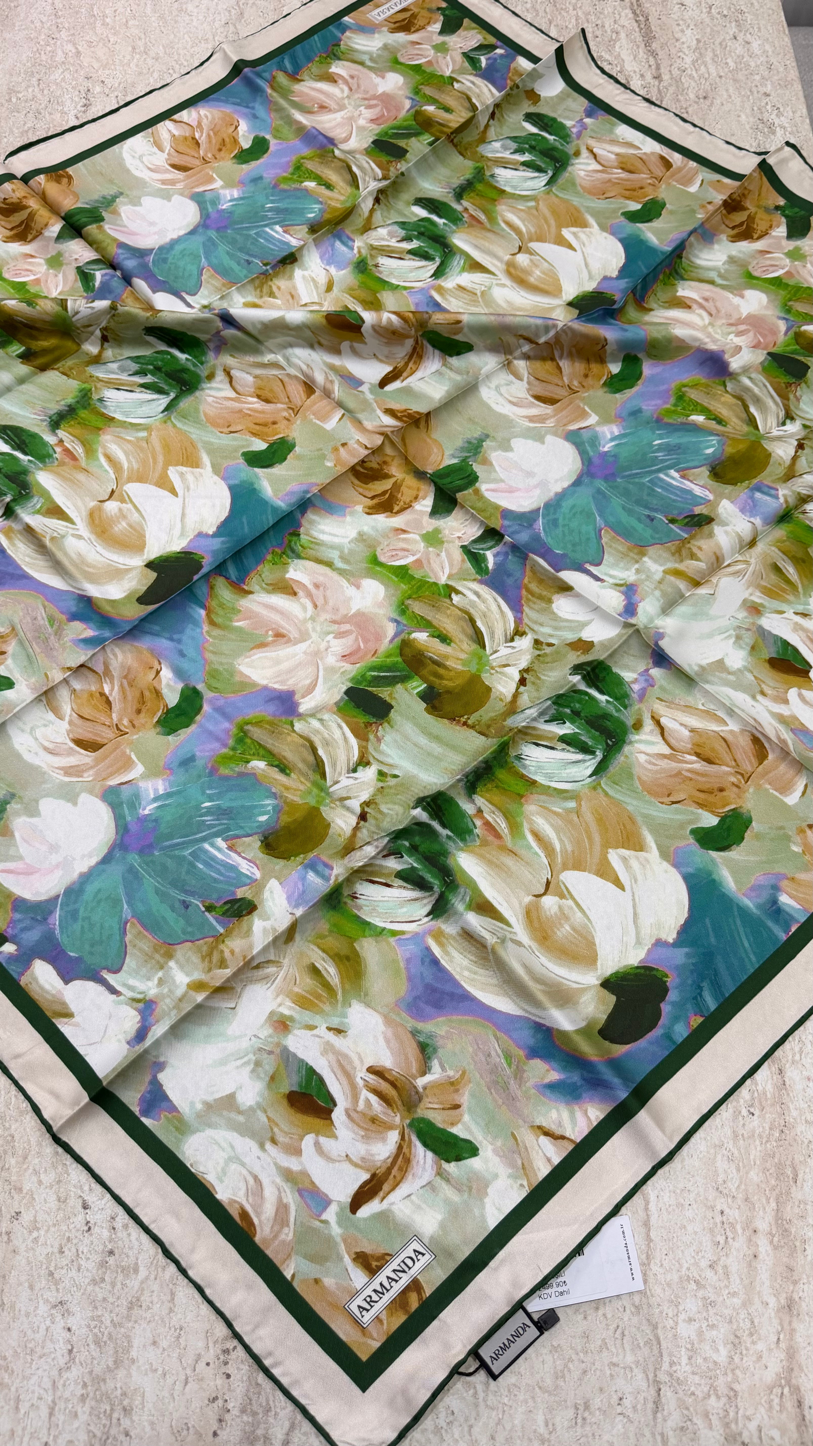 Armanda Twill İpek Eşarp Mint