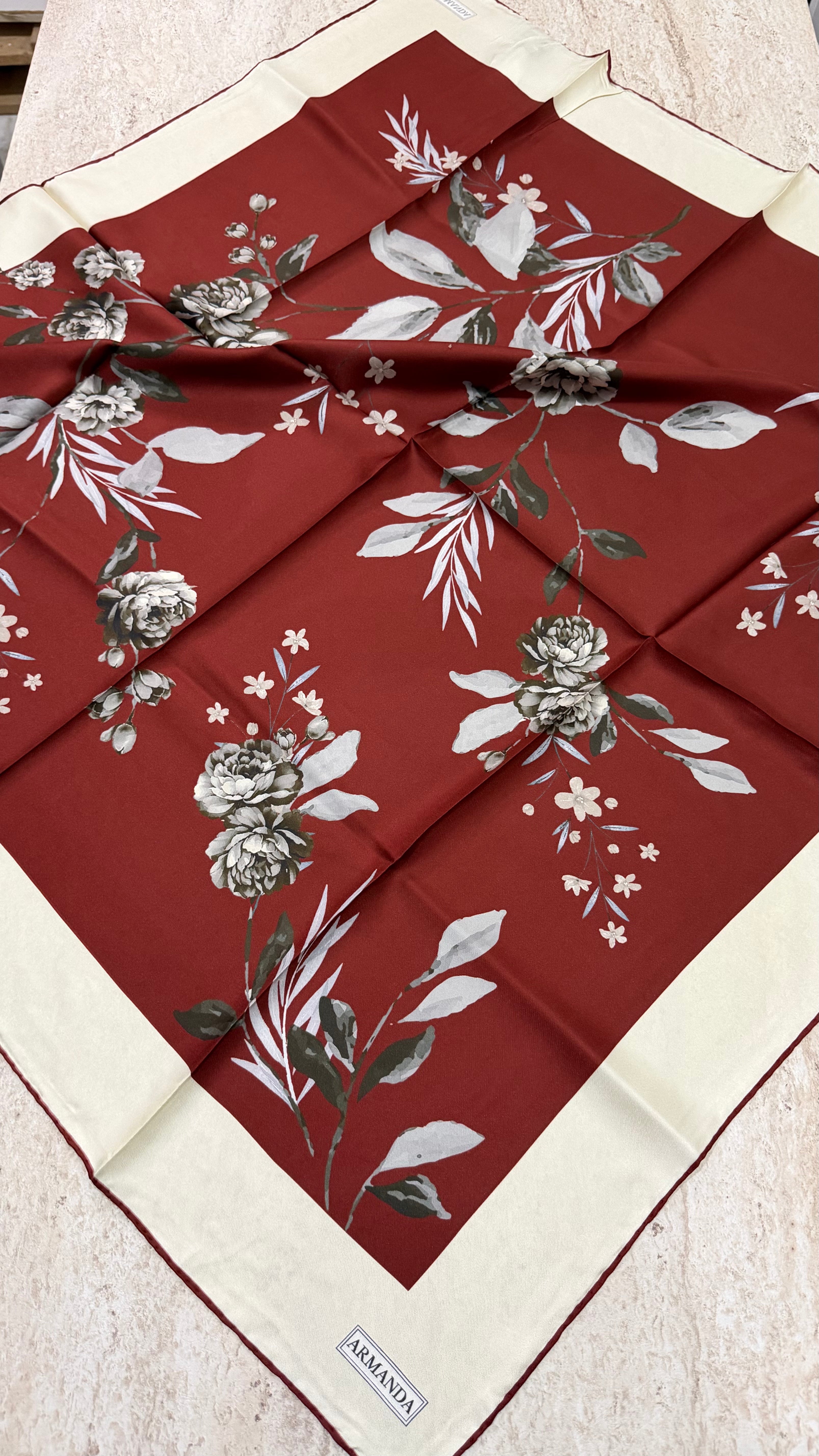 Armanda Twill İpek Eşarp Kızılcık