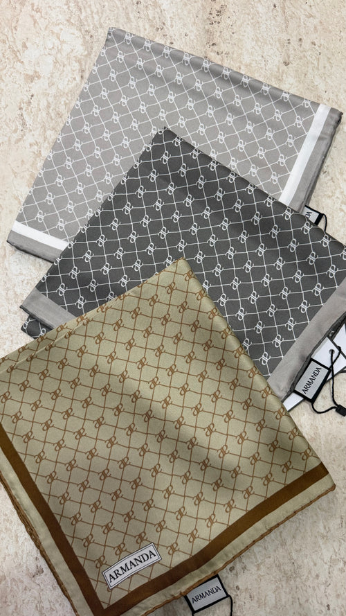 Armanda Twill İpek Eşarp Koyu Gri