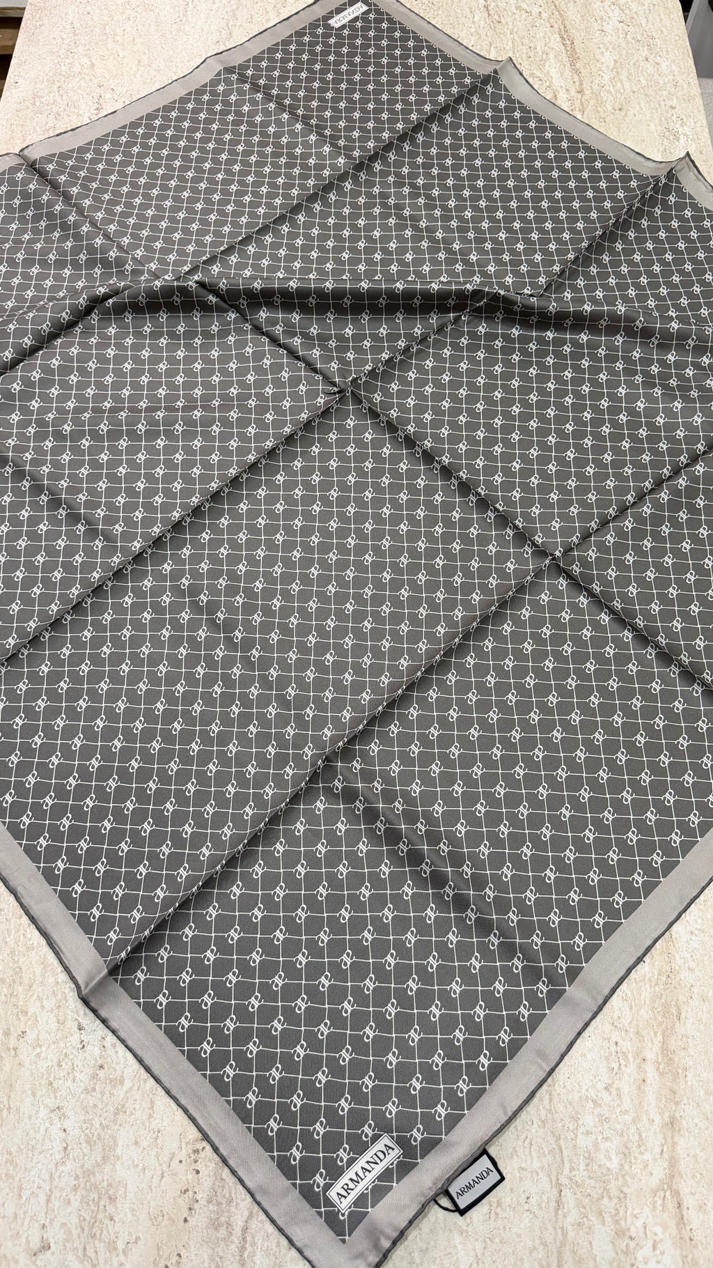 Armanda Twill İpek Eşarp Koyu Gri