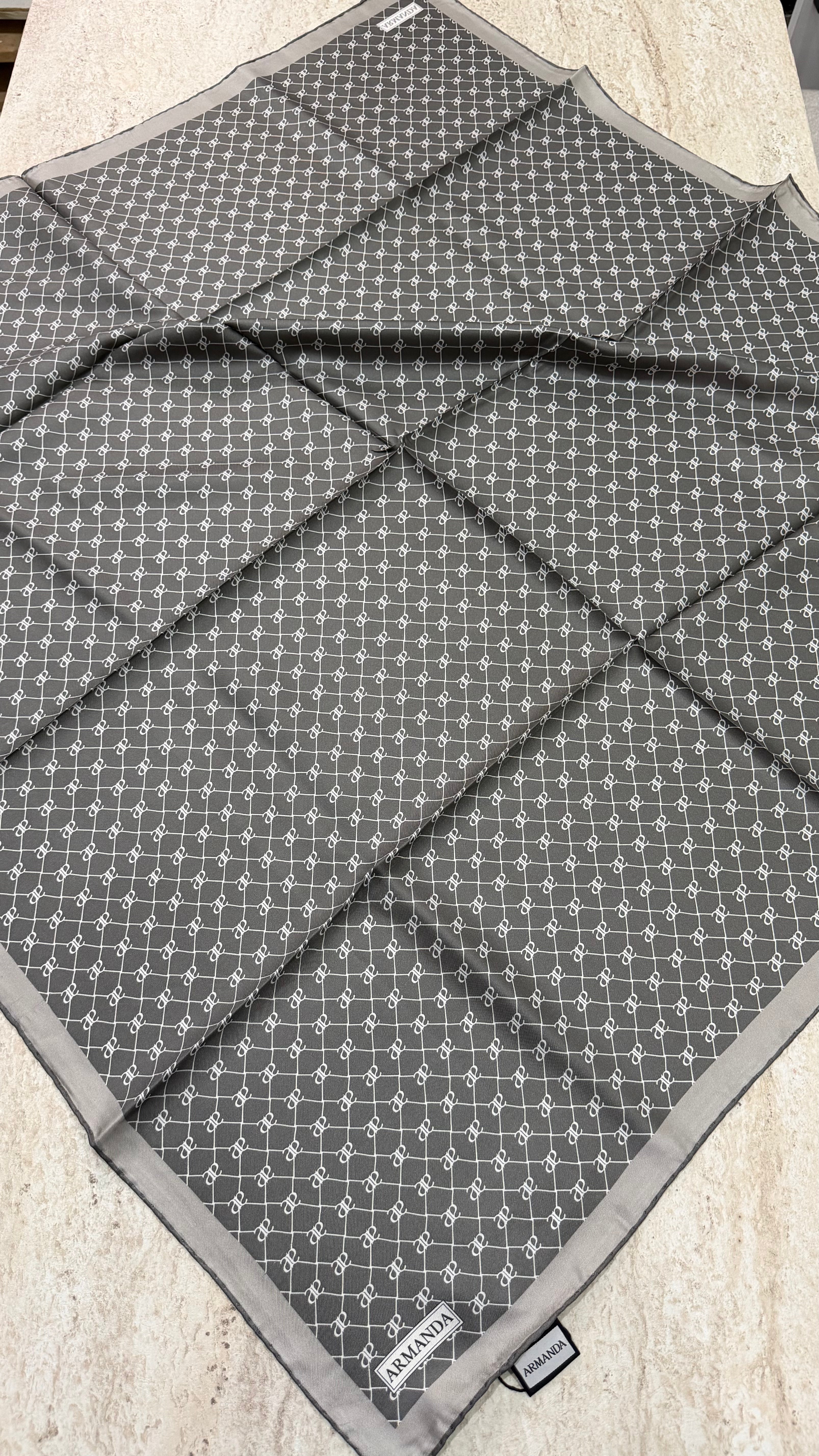 Armanda Twill İpek Eşarp Koyu Gri