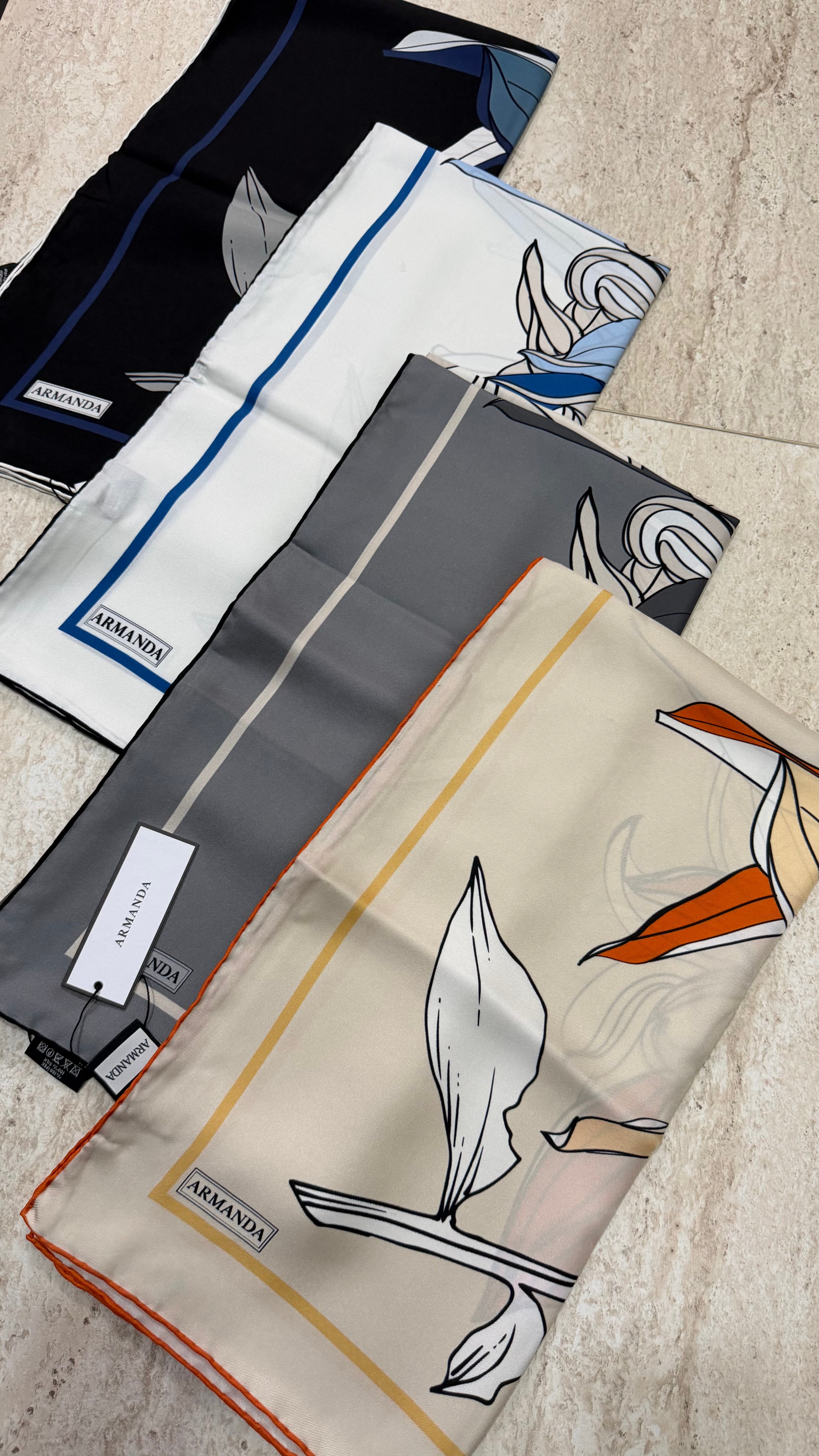 Armanda Twill İpek Eşarp Koyu Gri