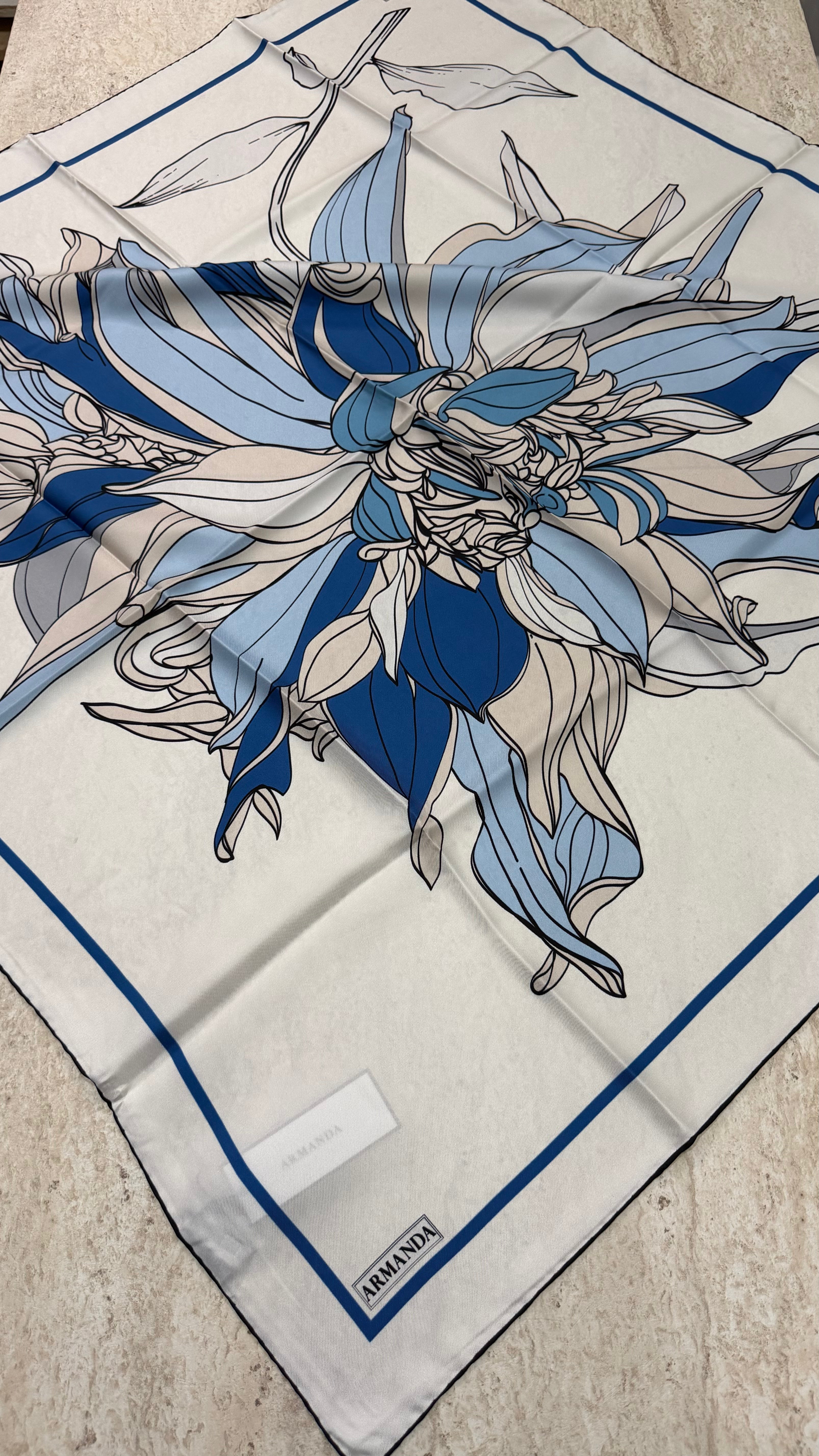 Armanda Twill İpek Eşarp Beyaz
