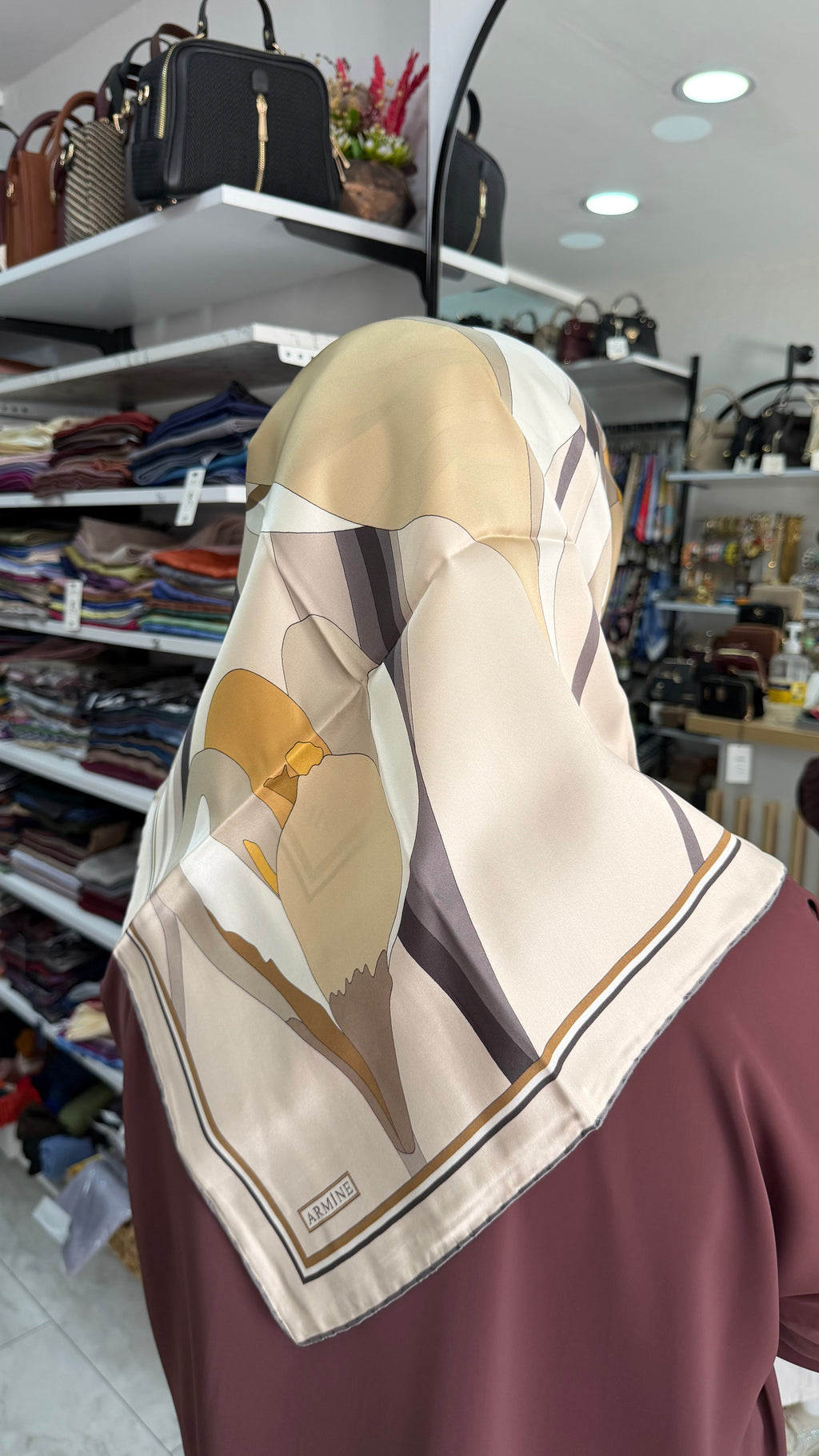 Armine Nostalji Saf İpek Eşarp Bej