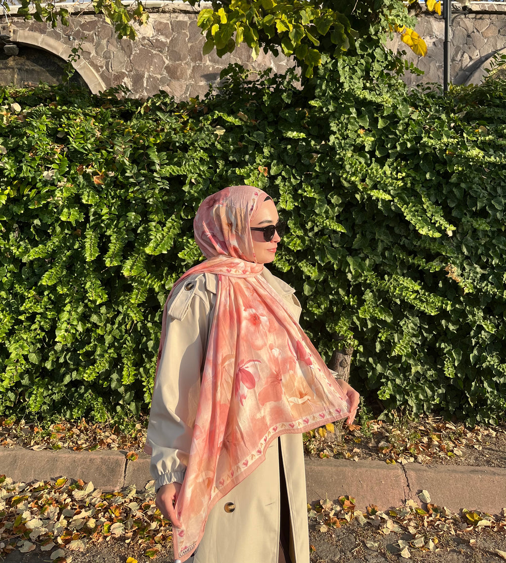 PEONY Desenli Kraş Şal Kayısı