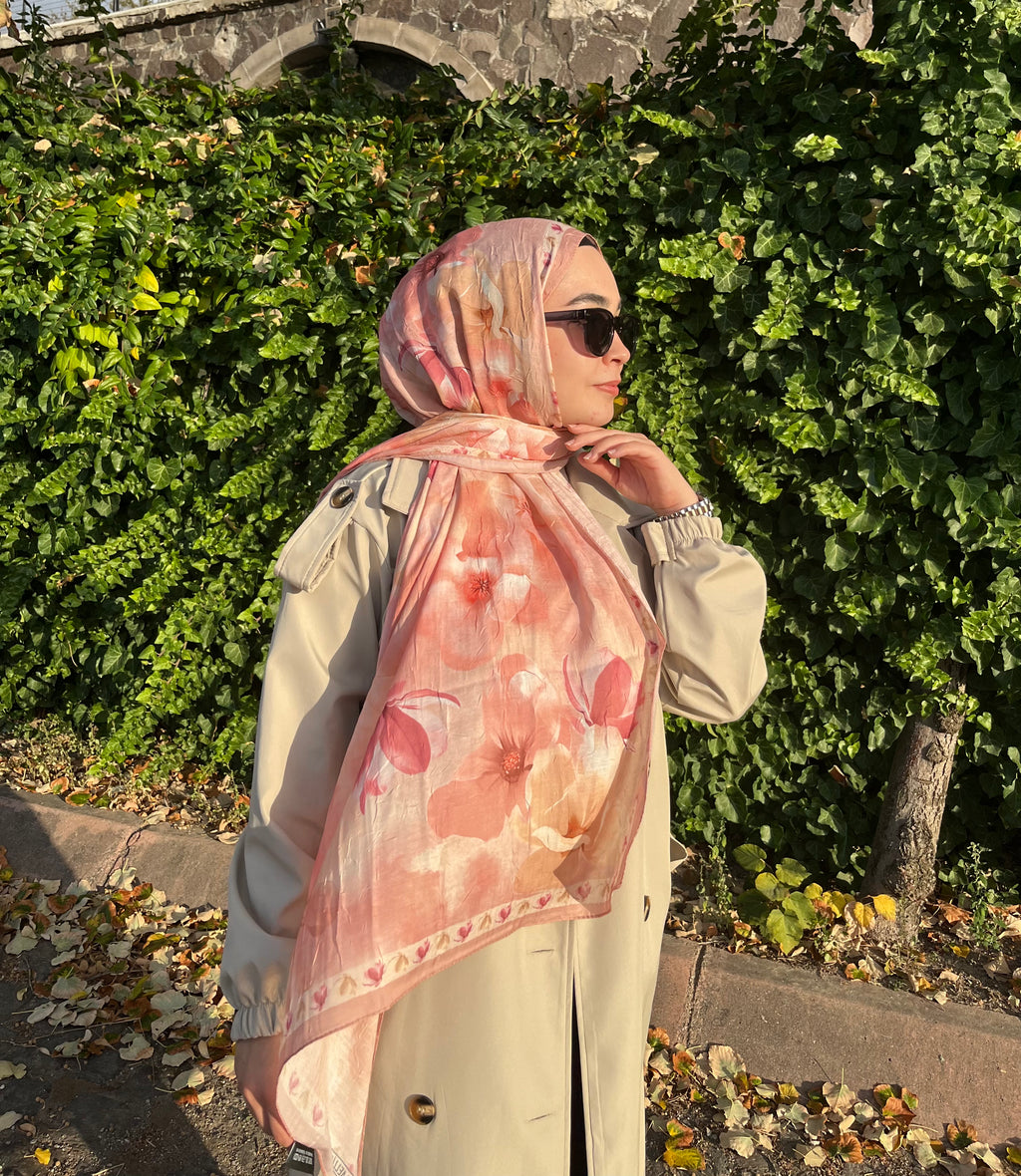 PEONY Desenli Kraş Şal Kayısı