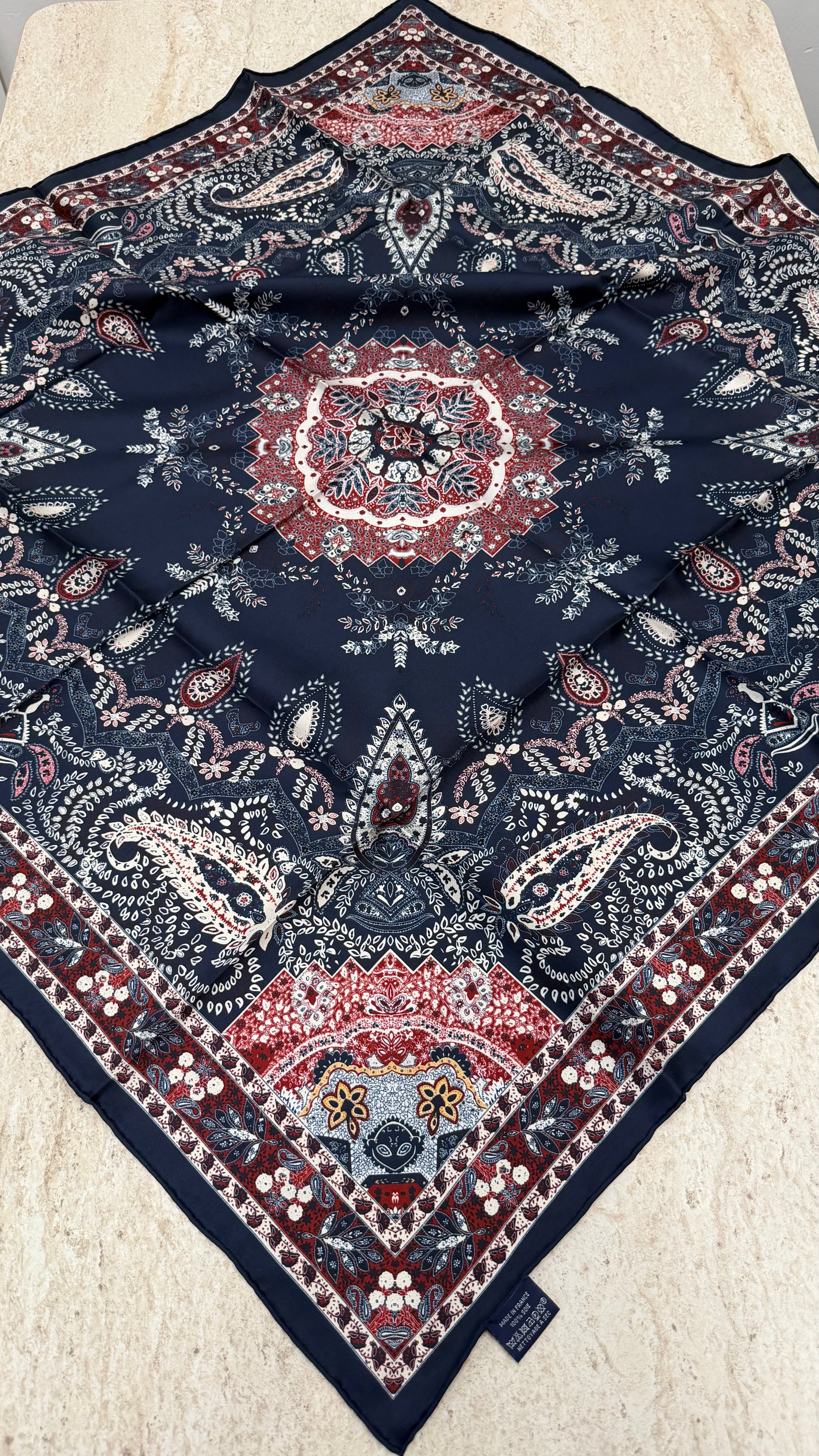 İthal Twill İpek Eşarp Etro Lacivert