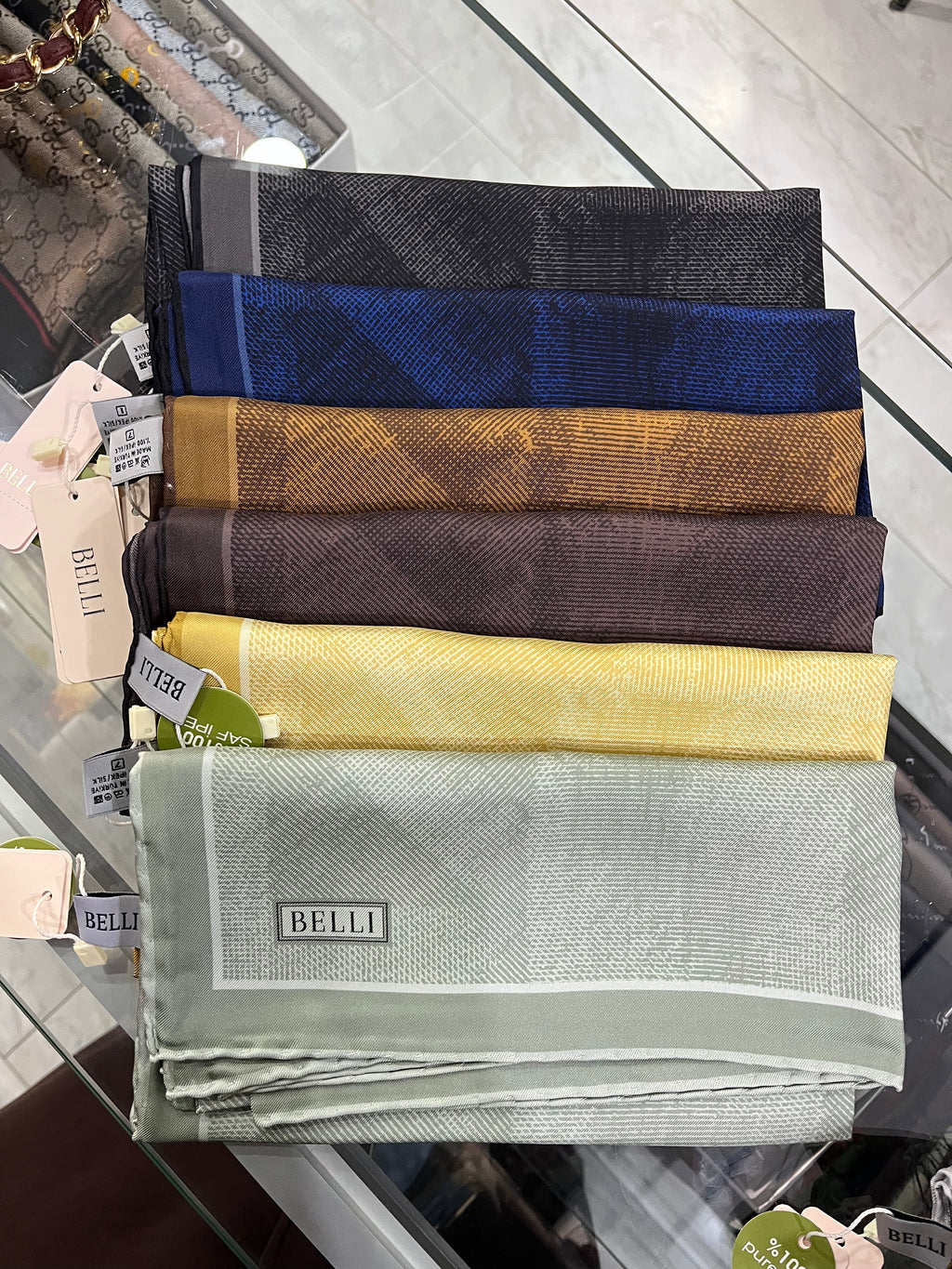 BELLI '25 Kış Sezonu Twill İpek Eşarp Siyah-Antrasit