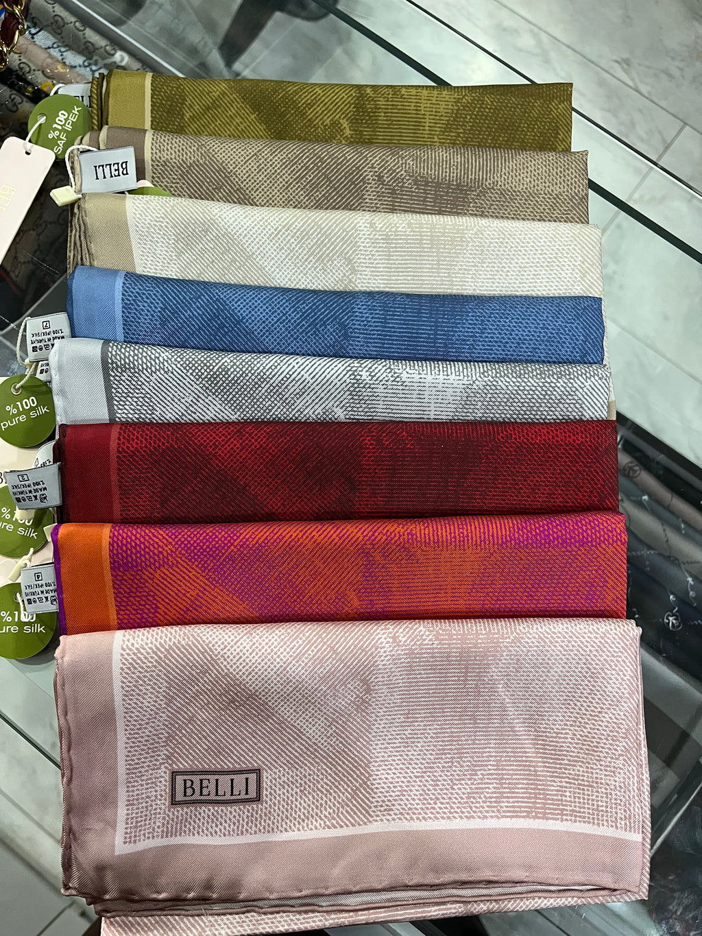 BELLI '25 Kış Sezonu Twill İpek Eşarp Siyah-Antrasit