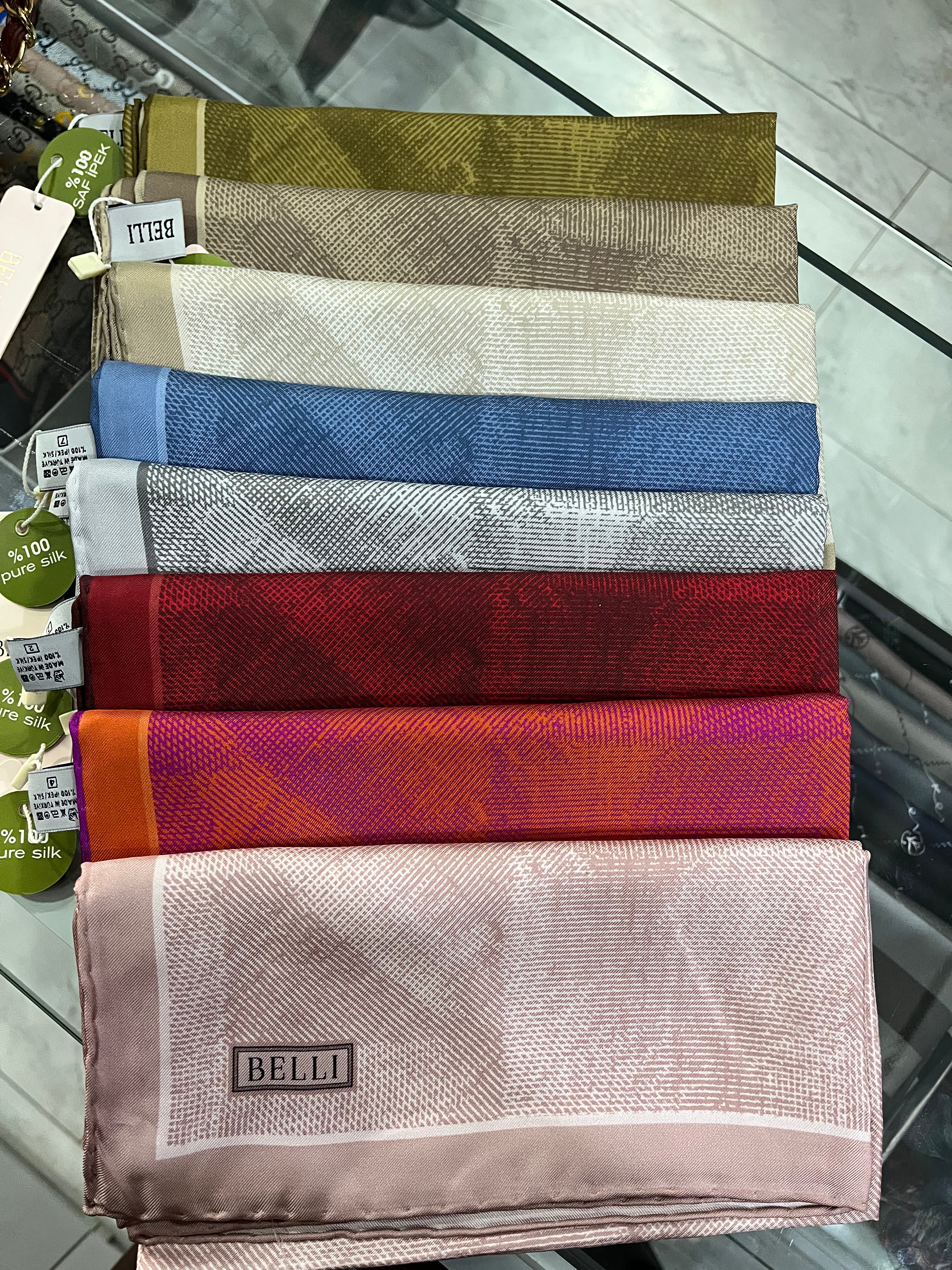 BELLI '25 Kış Sezonu Twill İpek Eşarp Siyah-Antrasit