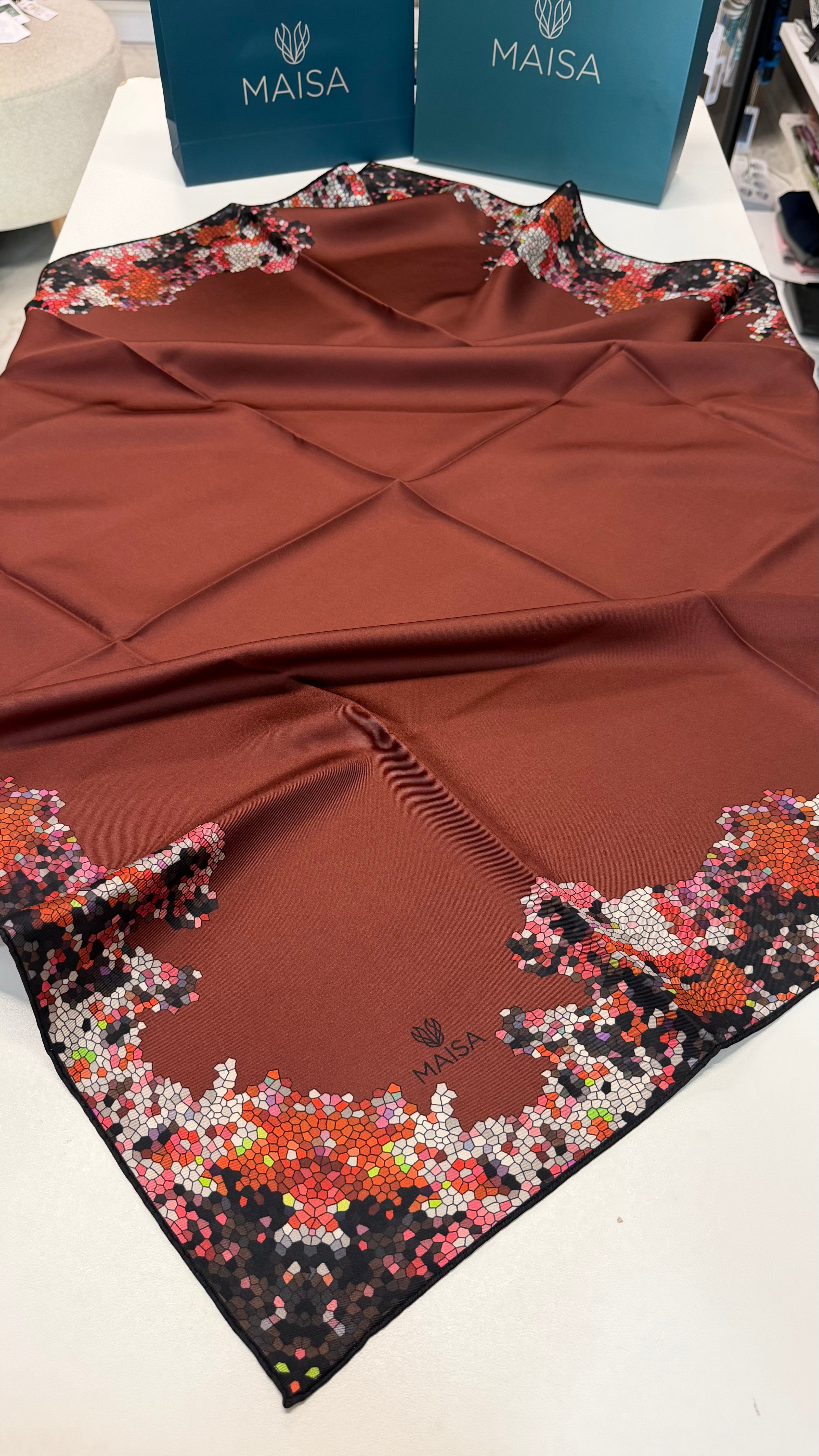Gina Twill İpek Eşarp Bordo
