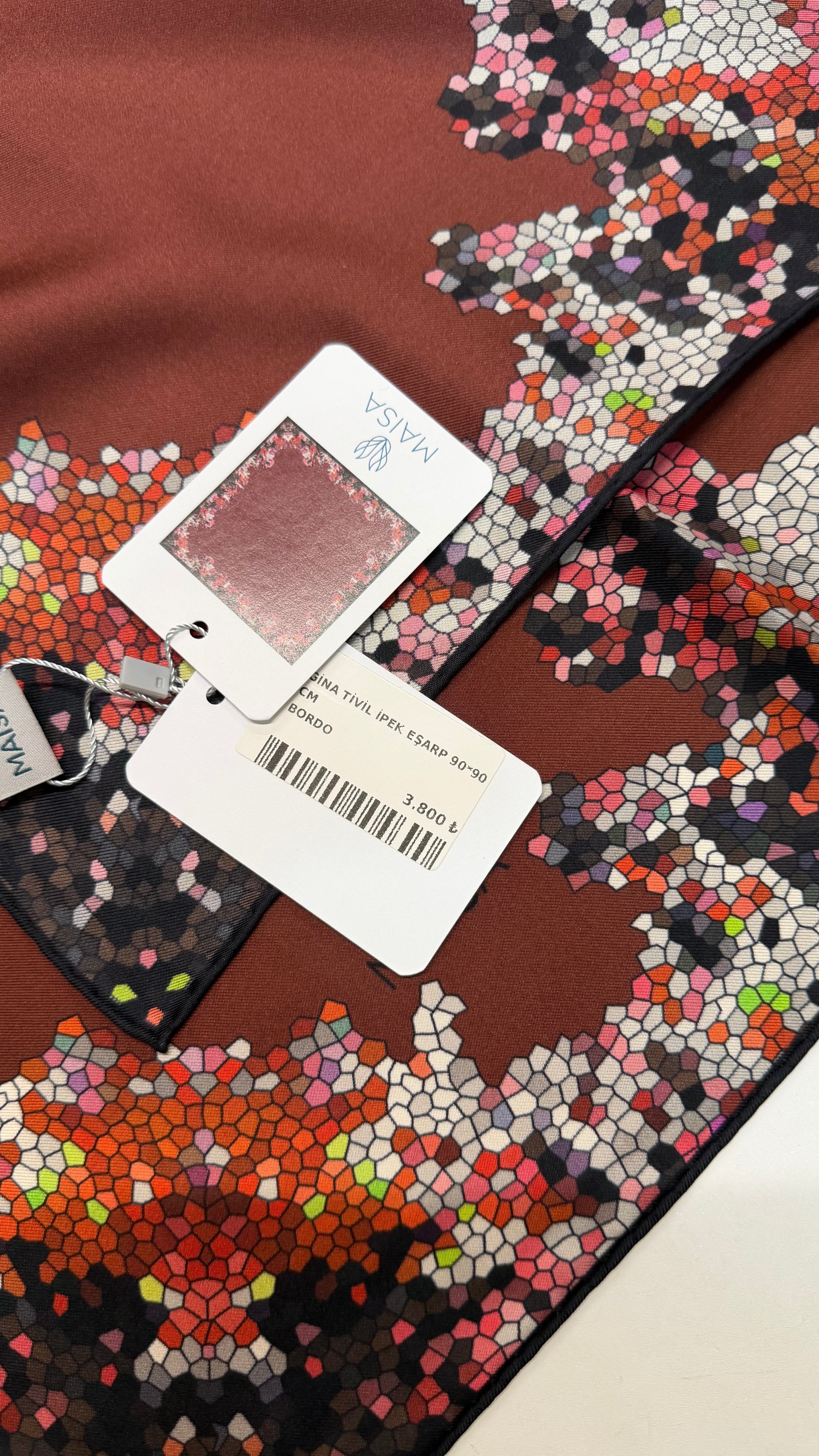 Gina Twill İpek Eşarp Bordo
